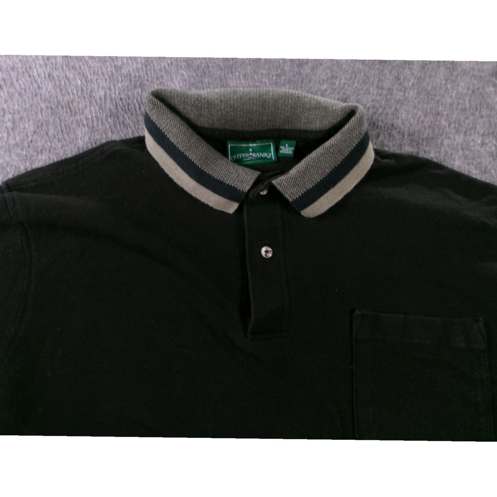 Vintage Outer Banks Polo Shirt Mens Large Black Ringer Collar Casual Classic Preppy Golf Size US L / EU 52-54 / 3 - 2 Thumbnail