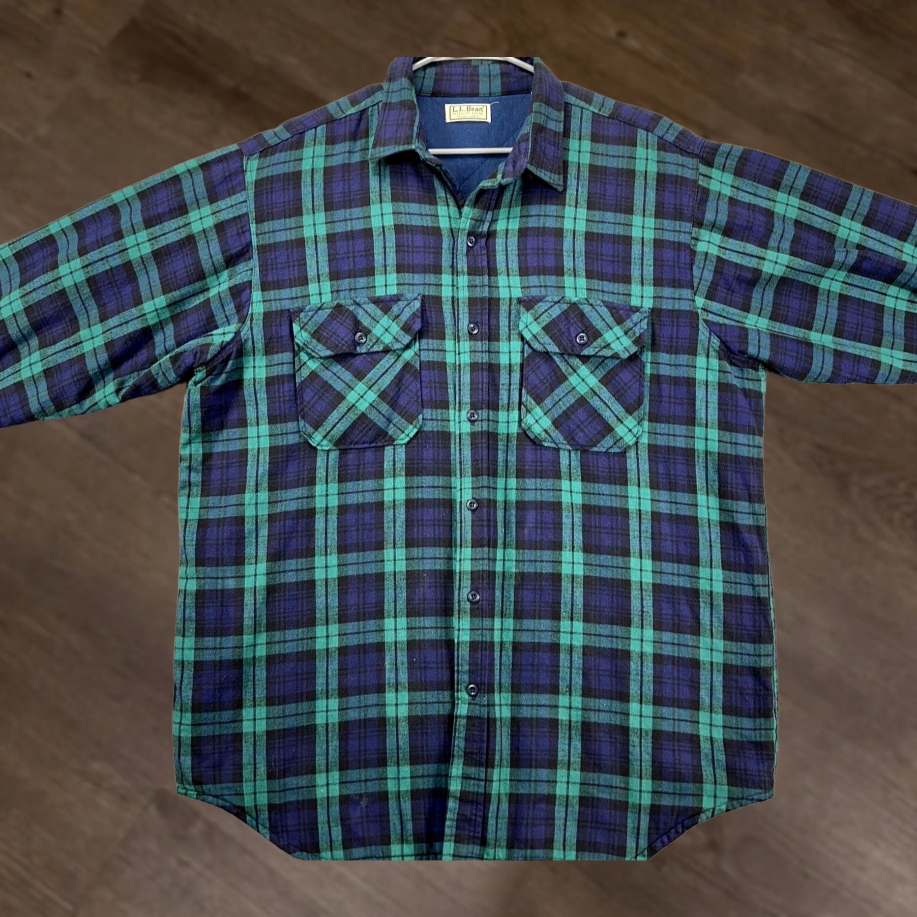 Vintage VINTAGE L.L. Bean Shirt Mens XLT Tall Shacket Thinsulate Plaid Blue Green USA Made Size US XL / EU 56 / 4 - 1 Thumbnail