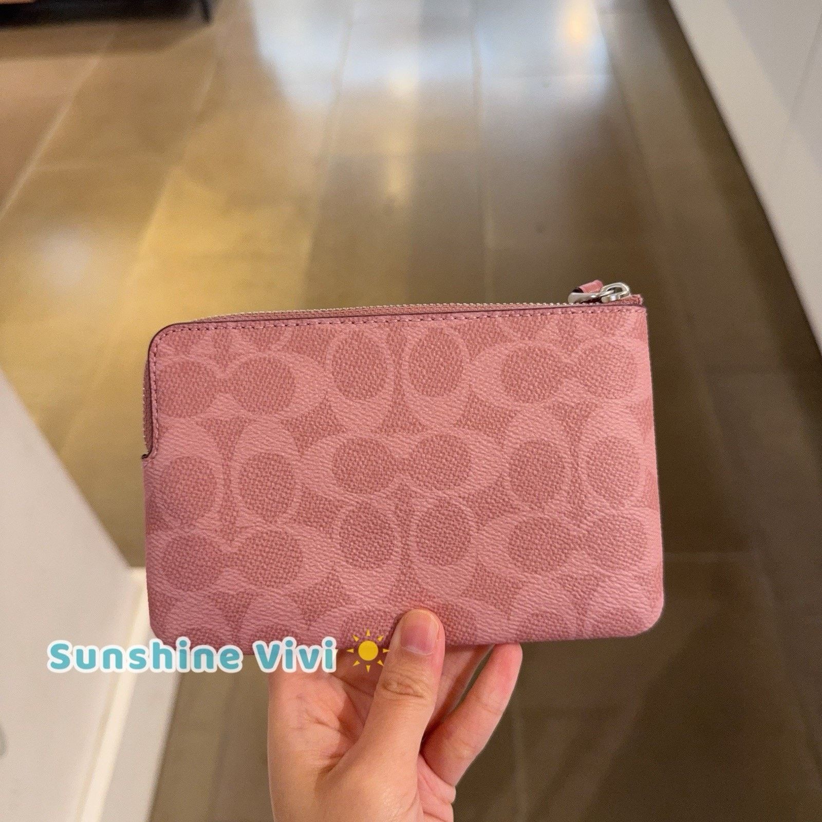 Coach NWT Coach CAQ75 Corner Zip Wristlet In Silver /Dusty Pink Size ONE SIZE - 3 Thumbnail
