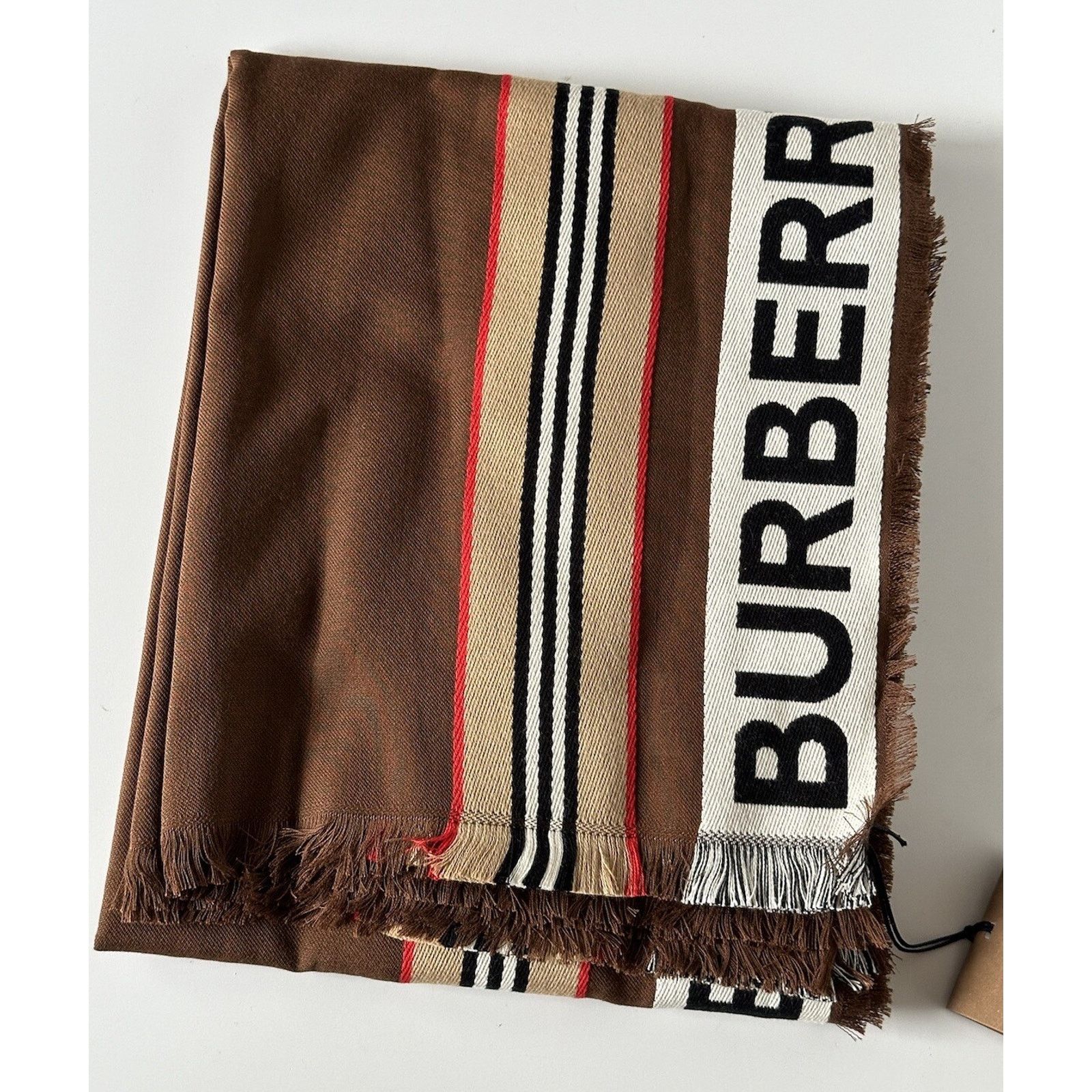 Burberry NWT $470 Burberry Cotton Scarf Brown 185 cm x 100 cm 806732 Size ONE SIZE - 7 Thumbnail