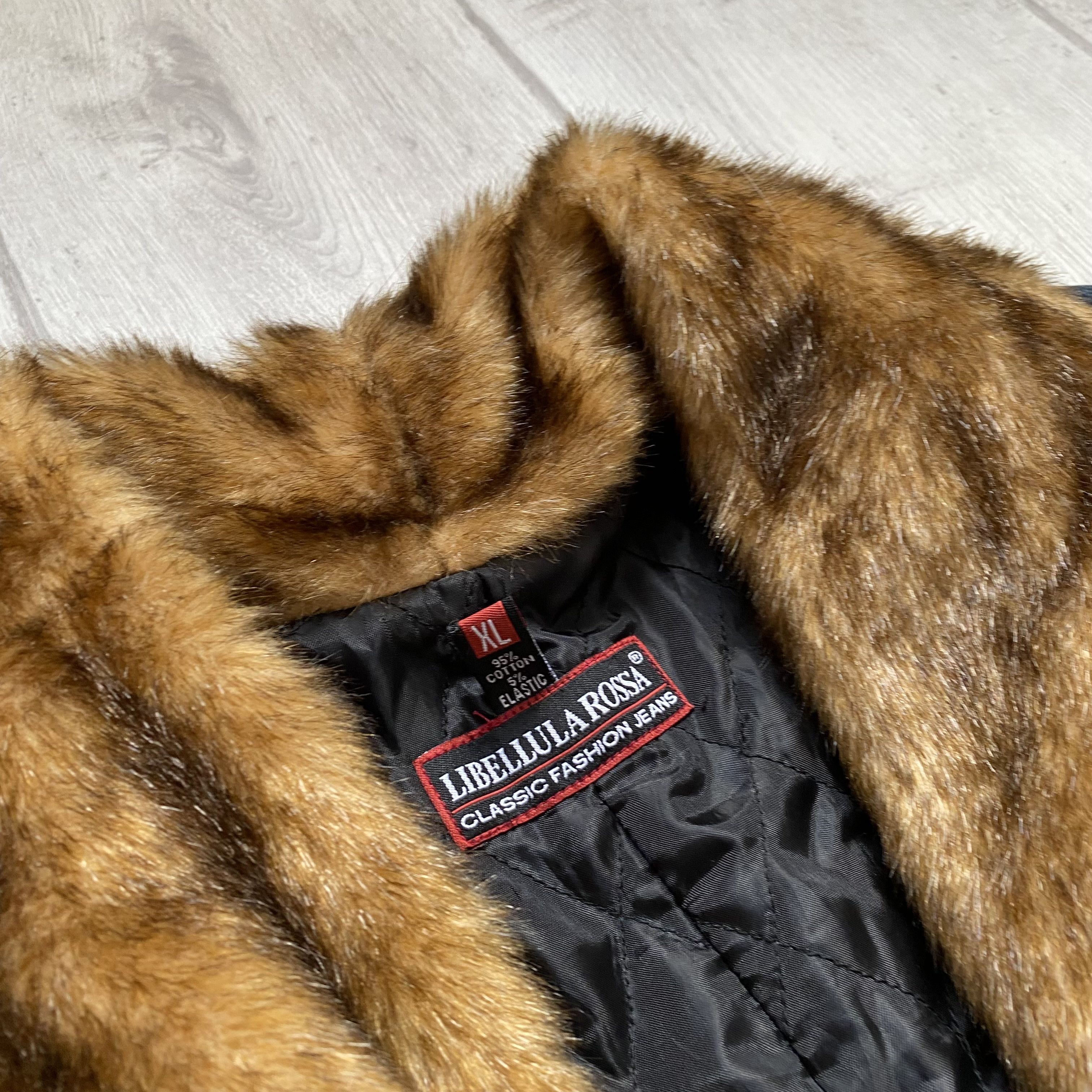 If Six Was Nine Vintage 90s Denim Faux fur coat Afgan Penny Lane Grunge Size L / US 10 / IT 46 - 7 Thumbnail
