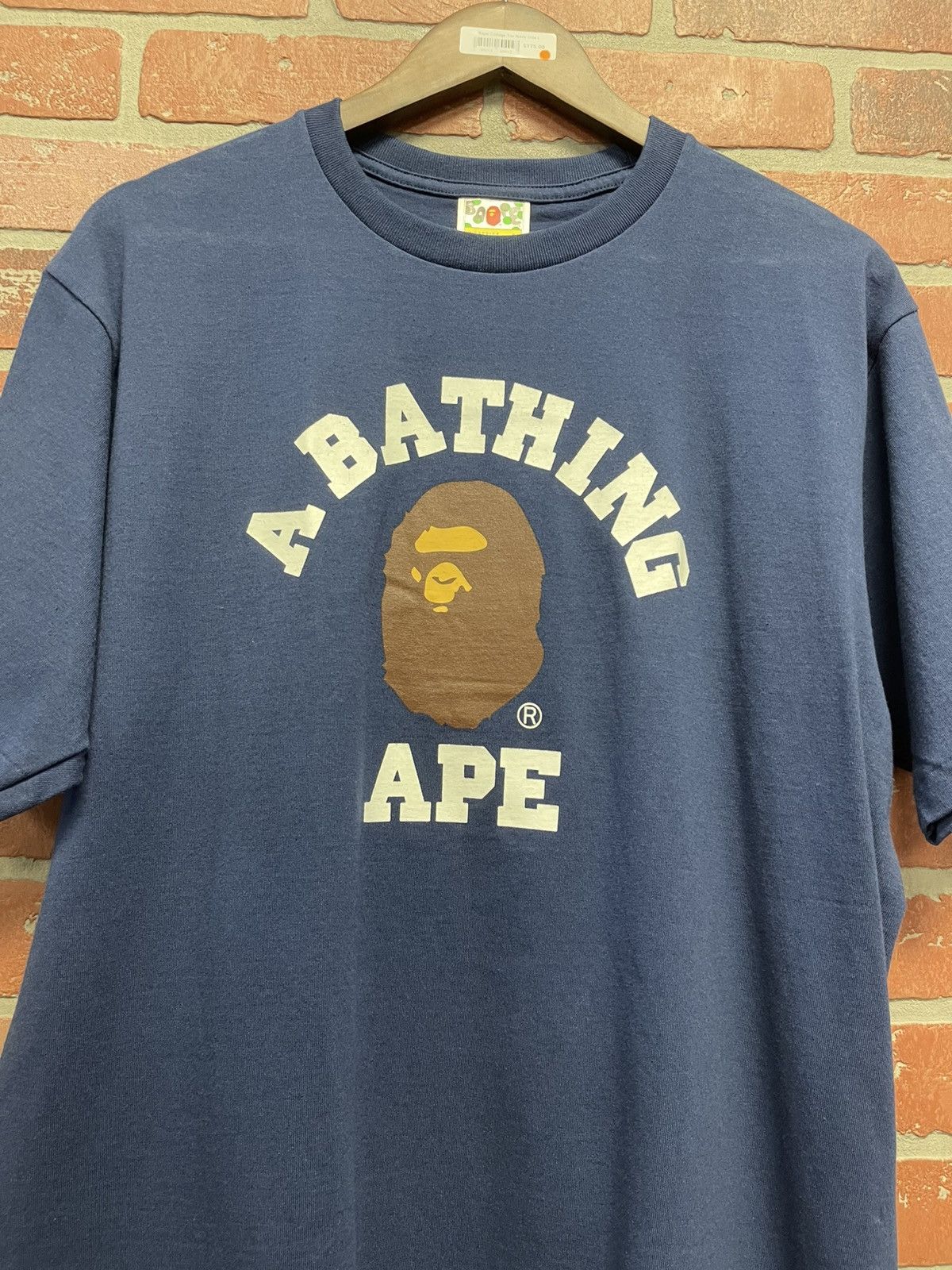 Bape Size L - Bape College Print Tee Navy Blue Brand New! Size US L / EU 52-54 / 3 - 4 Thumbnail