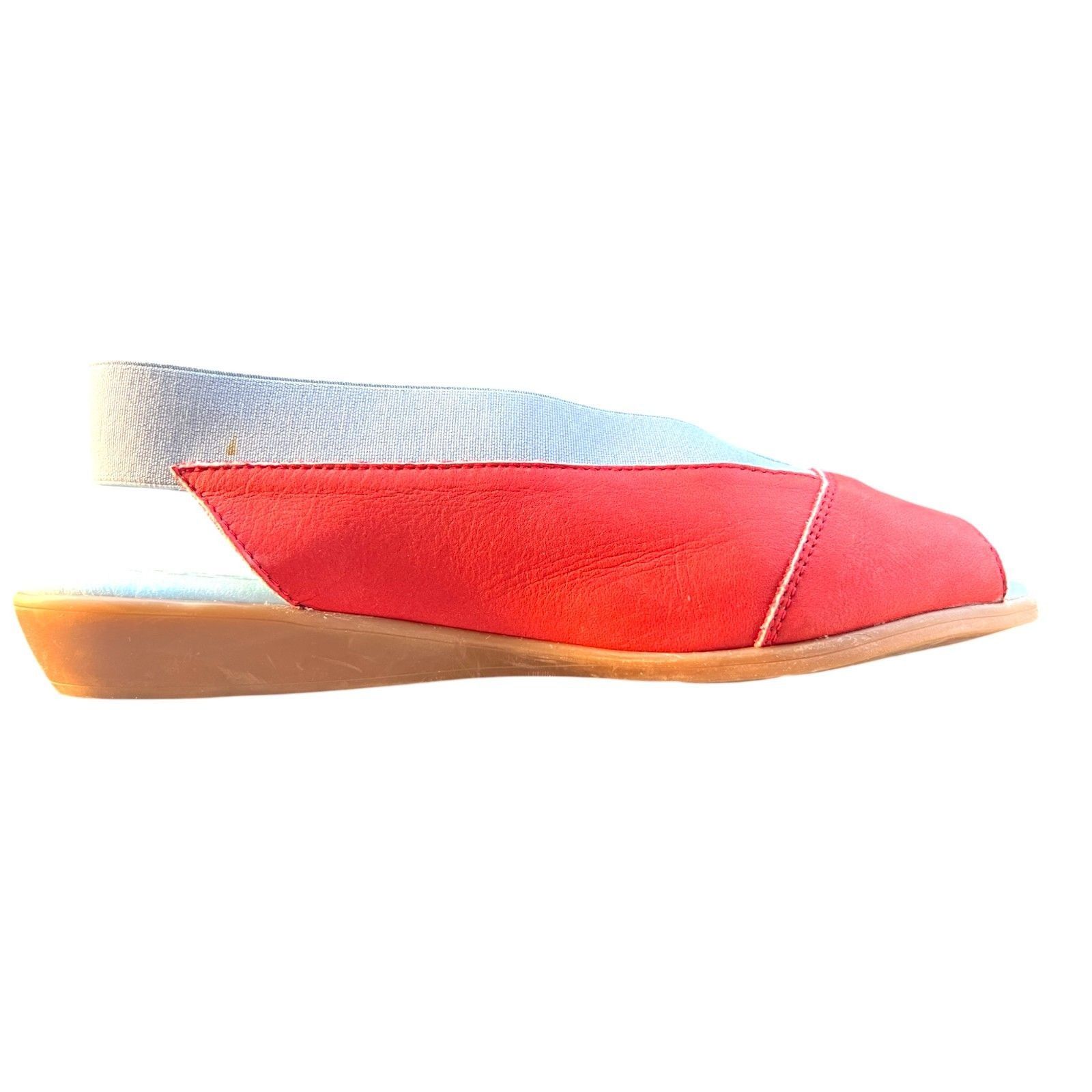 Other Cloud Womens Red & Gray Leather Slingback Sandals With Elast Size US 7.5 / IT 37.5 - 4 Thumbnail