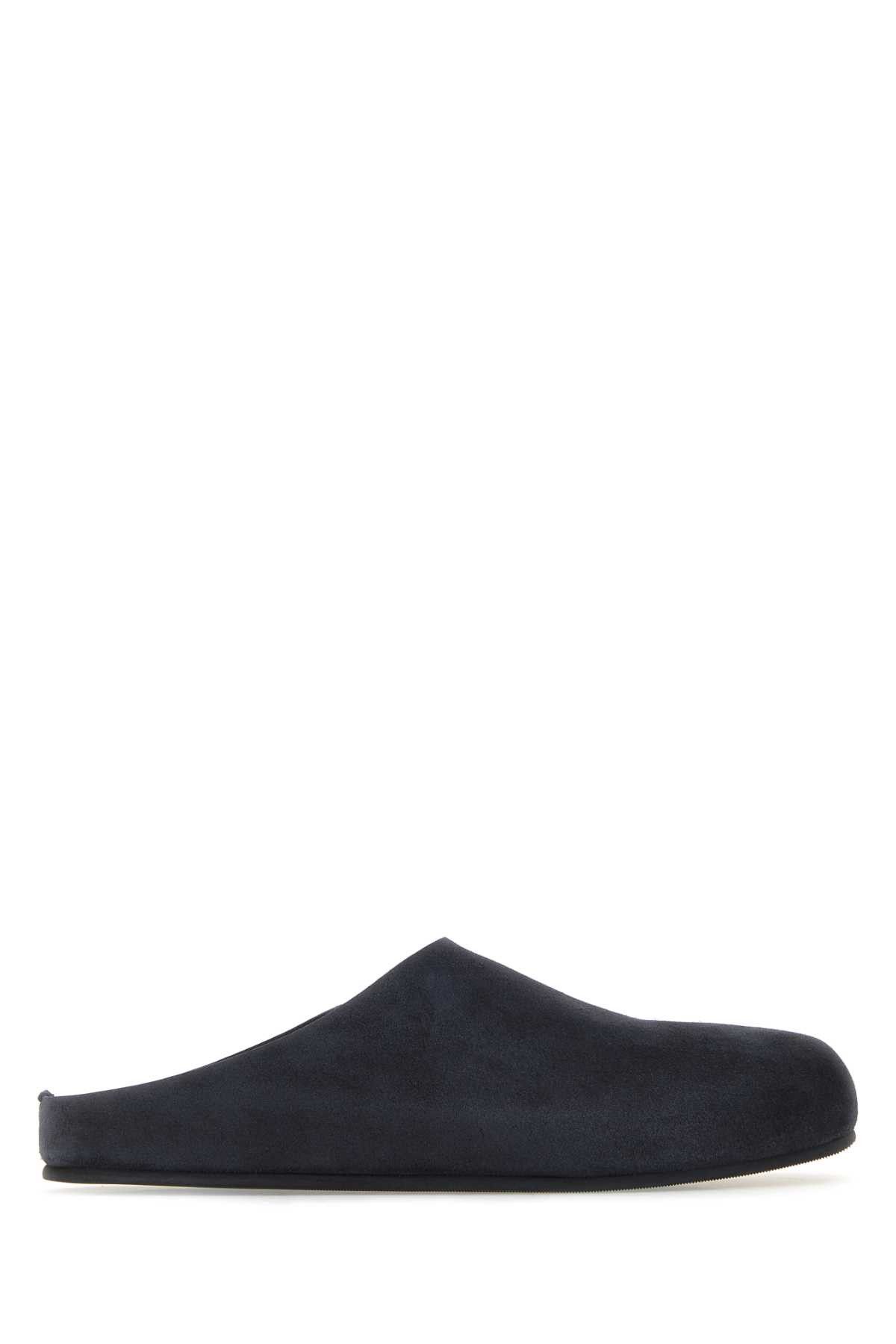 image of The Row Midnight Blue Suede Hugo Slippers, Men's (Size 10)