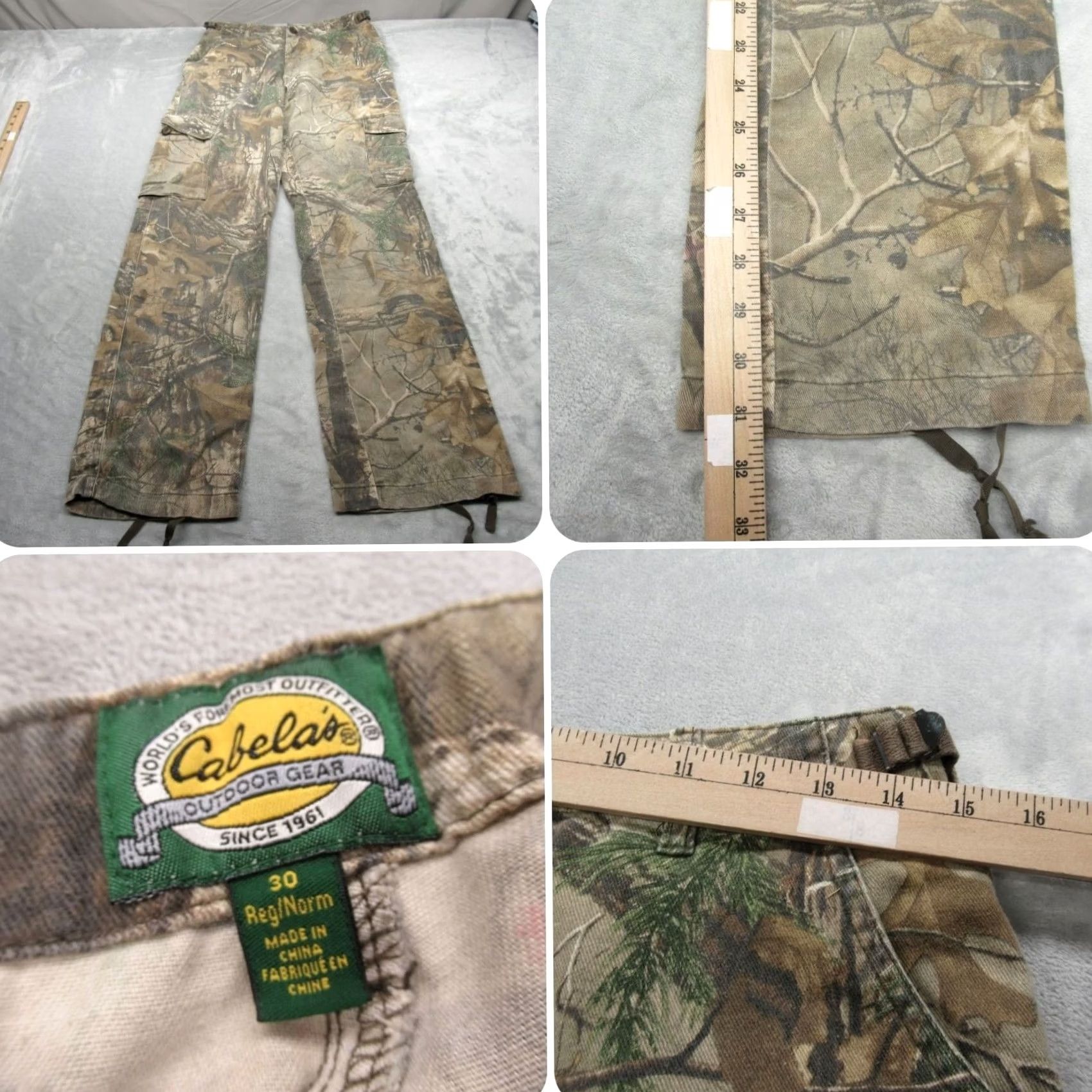 Vintage Cabelas Pants Mens 30x31 Green Realtree Camo Adjustable Waist Hunting Cargo Size US 30 / EU 46 - 2 Thumbnail