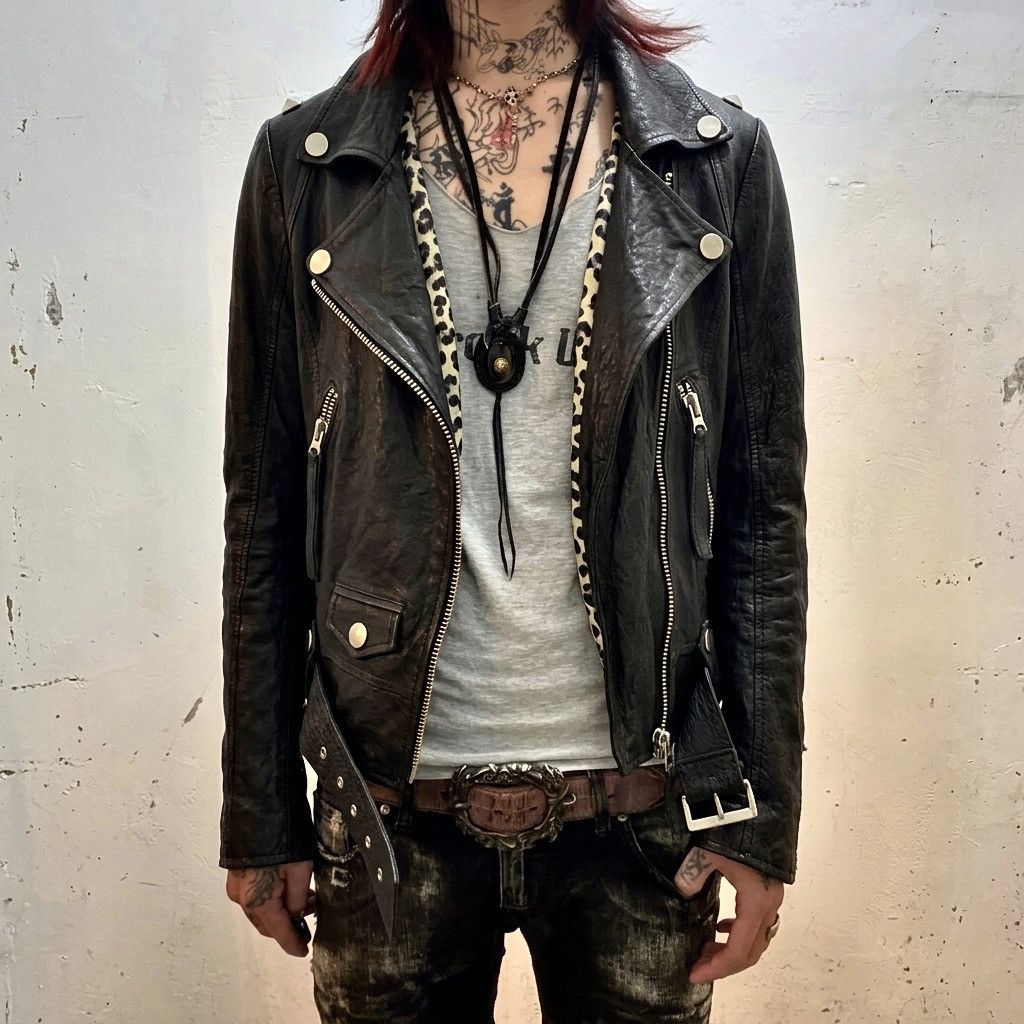 Isamu Katayama Backlash Black single riders leather jacket Isamu