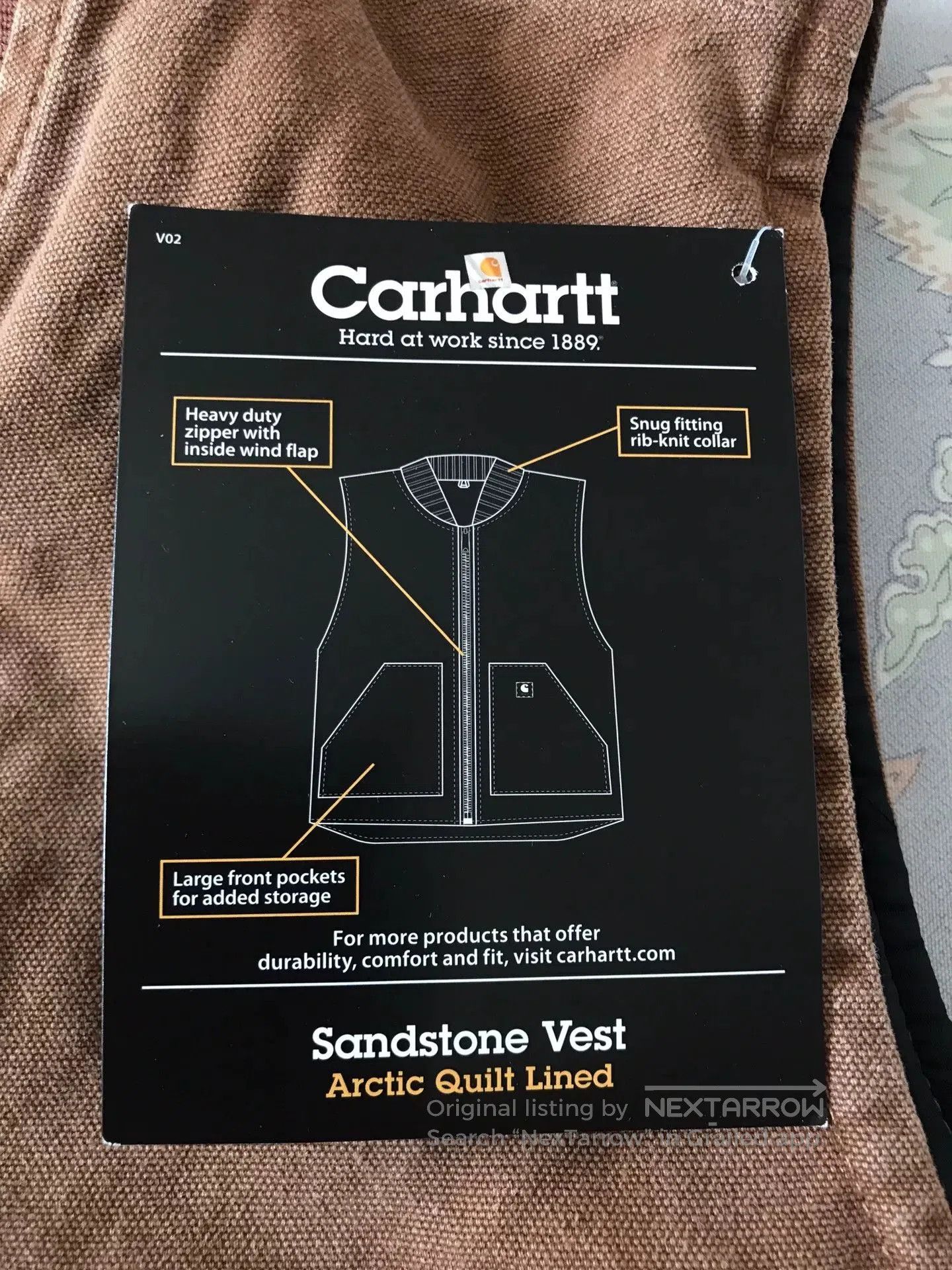 Carhartt Carhartt V02 Brown Washed Canvas Vest. Size US L / EU 52-54 / 3 - 7 Thumbnail