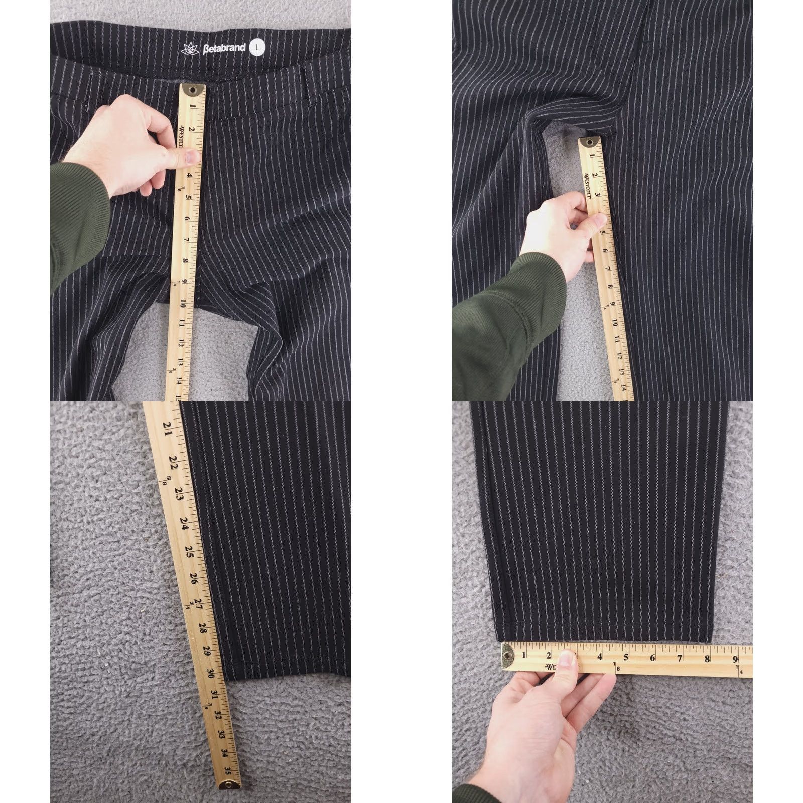 Vintage Betabrand Pants Womens Large Black White Pinstripe Straight Yoga Dress Pants Dress Pants Size 36" / US 14 / IT 50 - 8 Thumbnail