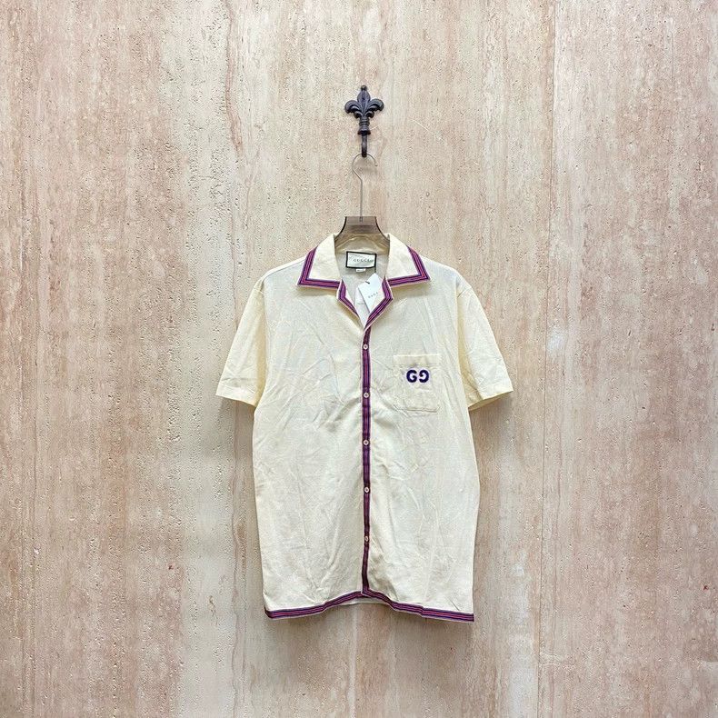 Gucci Beige embroidered letter logo short-sleeved shirt 250
