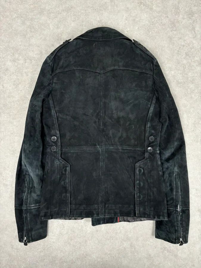 Gucci 2000s Gucci Black Suede Leather Double-Breasted Premium Jacket by Tom Ford Size 44R - 5 Thumbnail