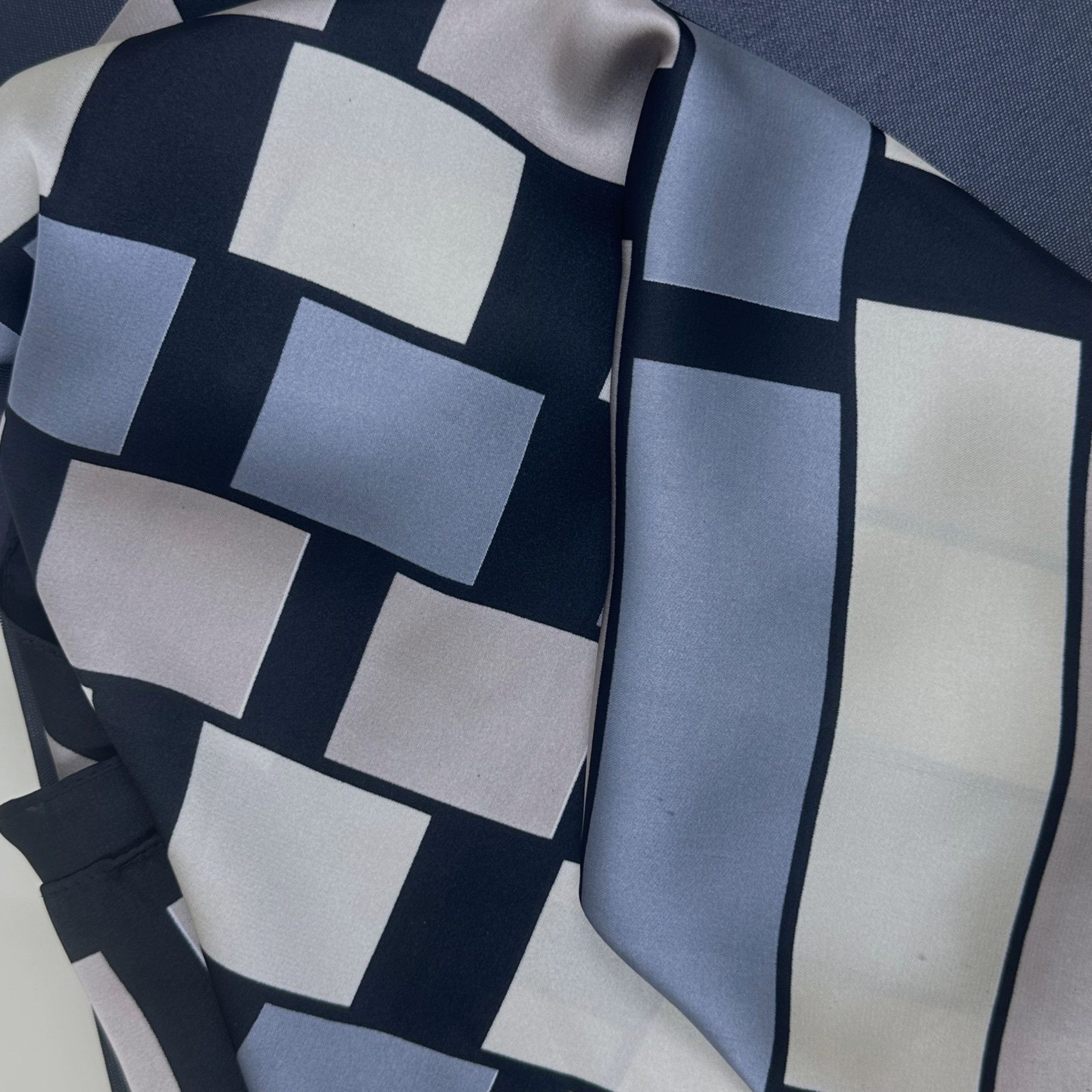 Other ✨Luxury Silky Square Scarf Black Gray Beige Geometric Block Size ONE SIZE - 5 Thumbnail