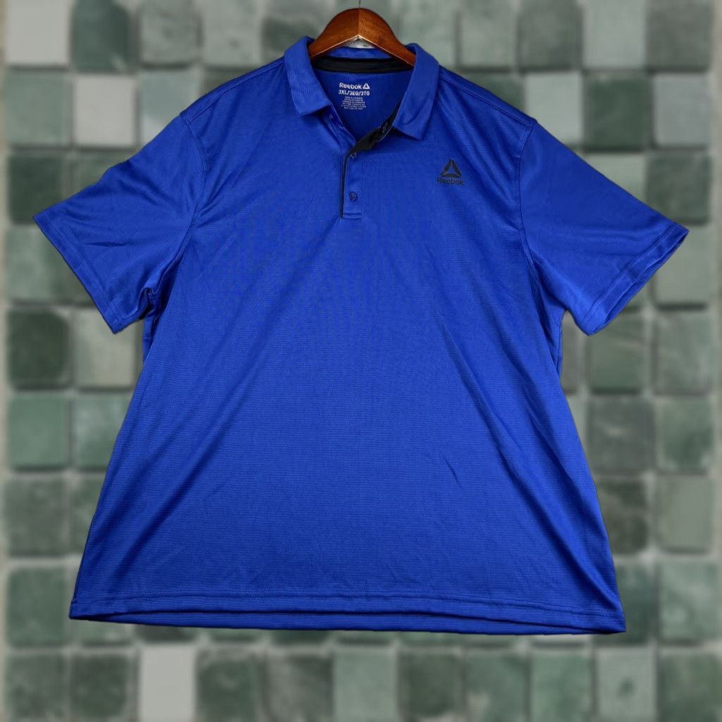 Reebok Reebok Polo Shirt Mens 3XL Royal Blue Short Sleeve Collared Button Logo Stretch Performance Casual Workwear Size US XXL / EU 58 / 5 - 1 Thumbnail