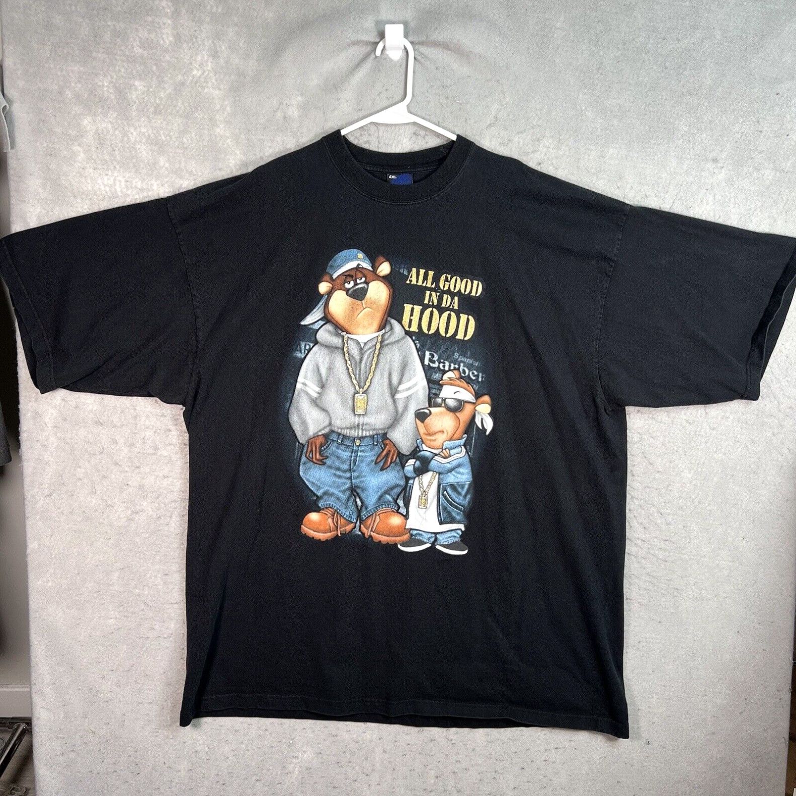 Vintage Vintage Y2K All Good On The Hood Yogi Bear Hip Hop T Shirt Adult  4XL Black Mens | Grailed