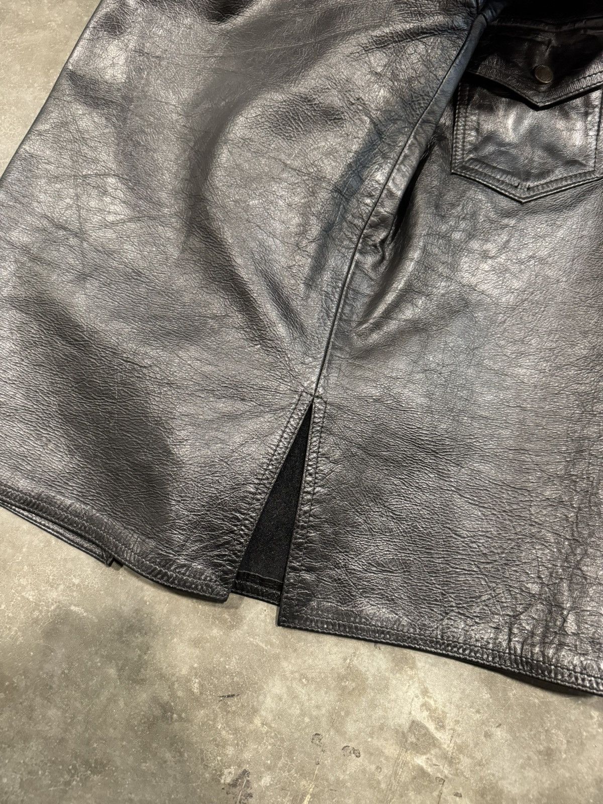 Genuine Leather × Japanese Brand Vintage 90s Leather Work Dog Chrome Style Button Up Shirt Size US XL / EU 56 / 4 - 7 Thumbnail