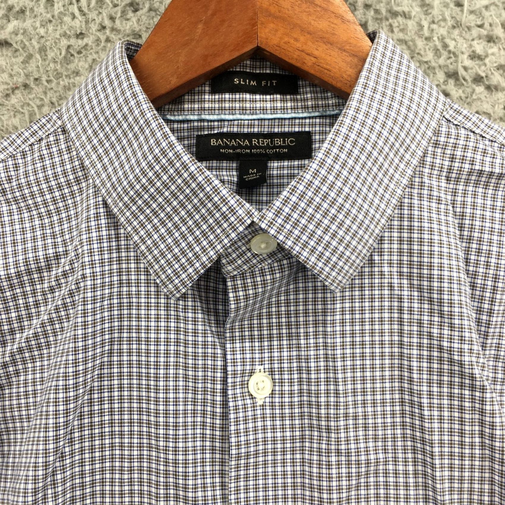 Banana Republic Banana Republic Dress Shirt Mens M Blue Slim Fit Button Up Collared Long Sleeve Shirt Size 40R - 3 Thumbnail