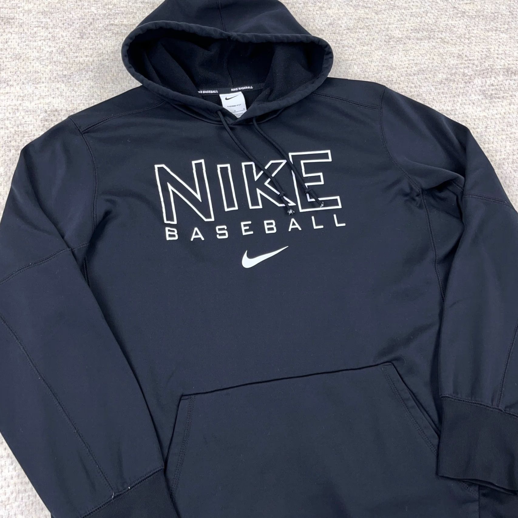 Nike Nike Hoodie Men Large Black White BasebalL Sweatshirt Therma Dri Swoosh Size US L / EU 52-54 / 3 - 2 Thumbnail
