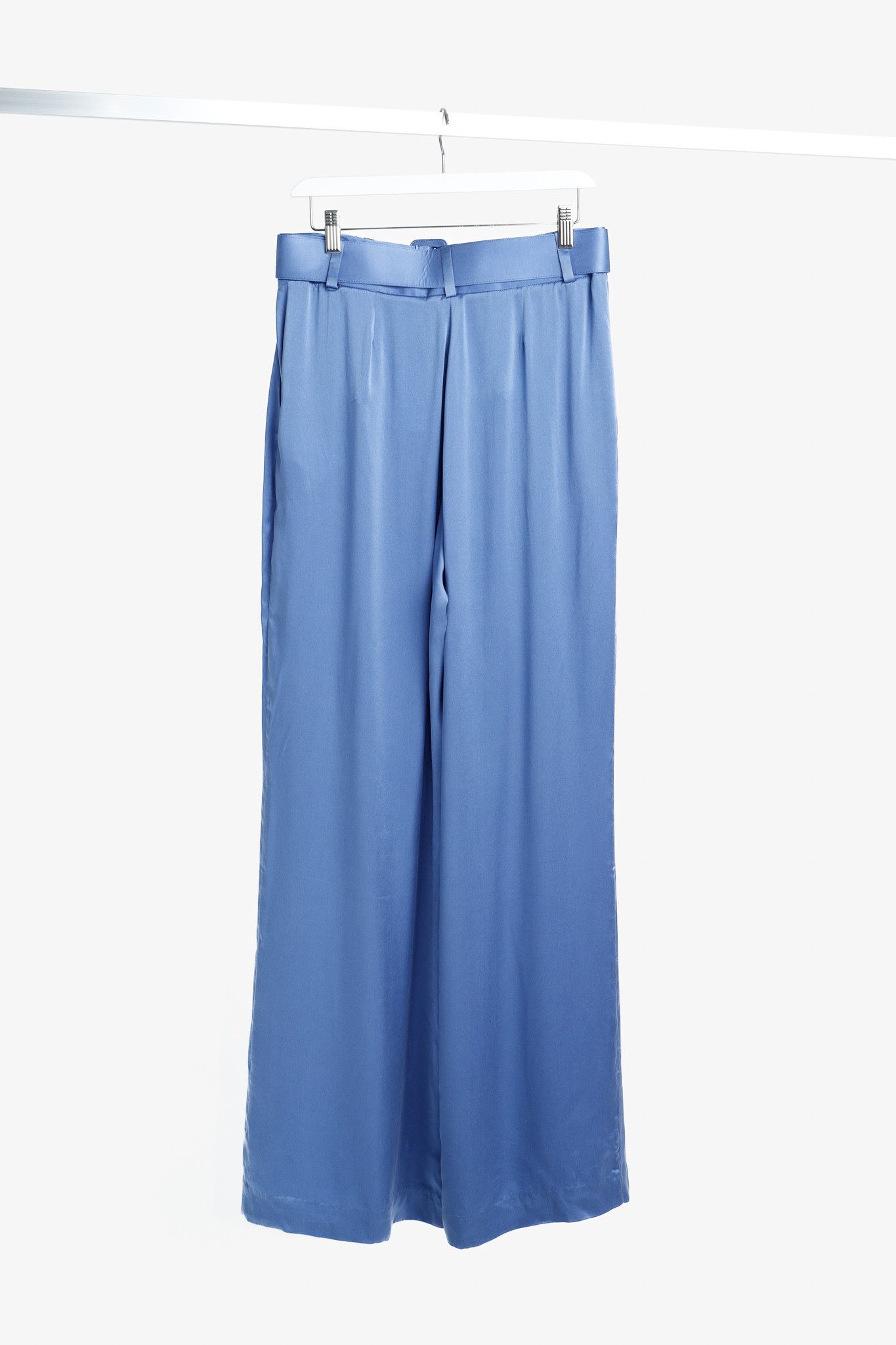 Zimmermann Zimmermann PF/24 Cornflower Belted Charmeuse Silk Tuck Pants Size 31" - 2 Thumbnail