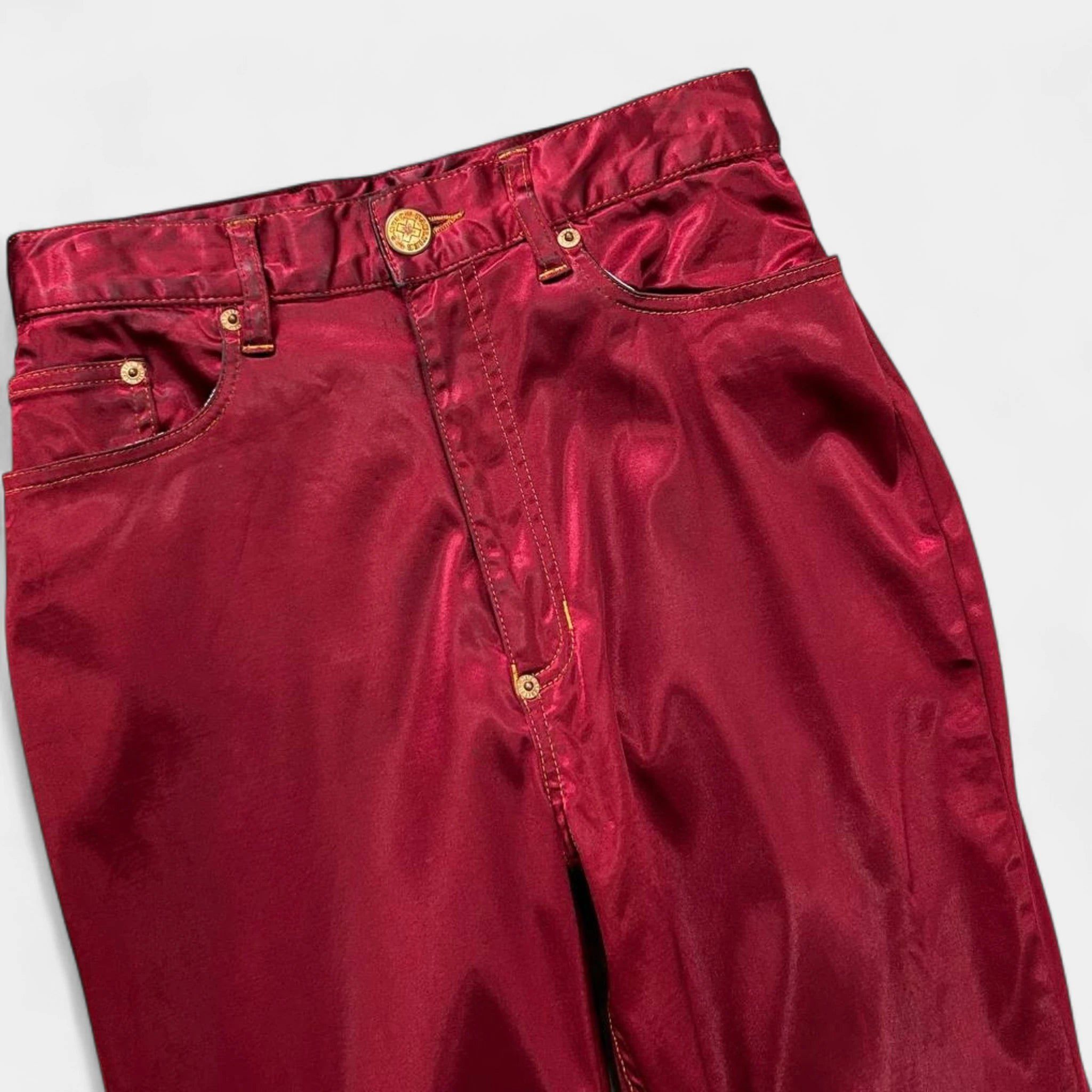 Jean Paul Gaultier Jean Paul Gaultier 90's Red Satin Nylon Pants Size 28" / US 6 / IT 42 - 2 Thumbnail