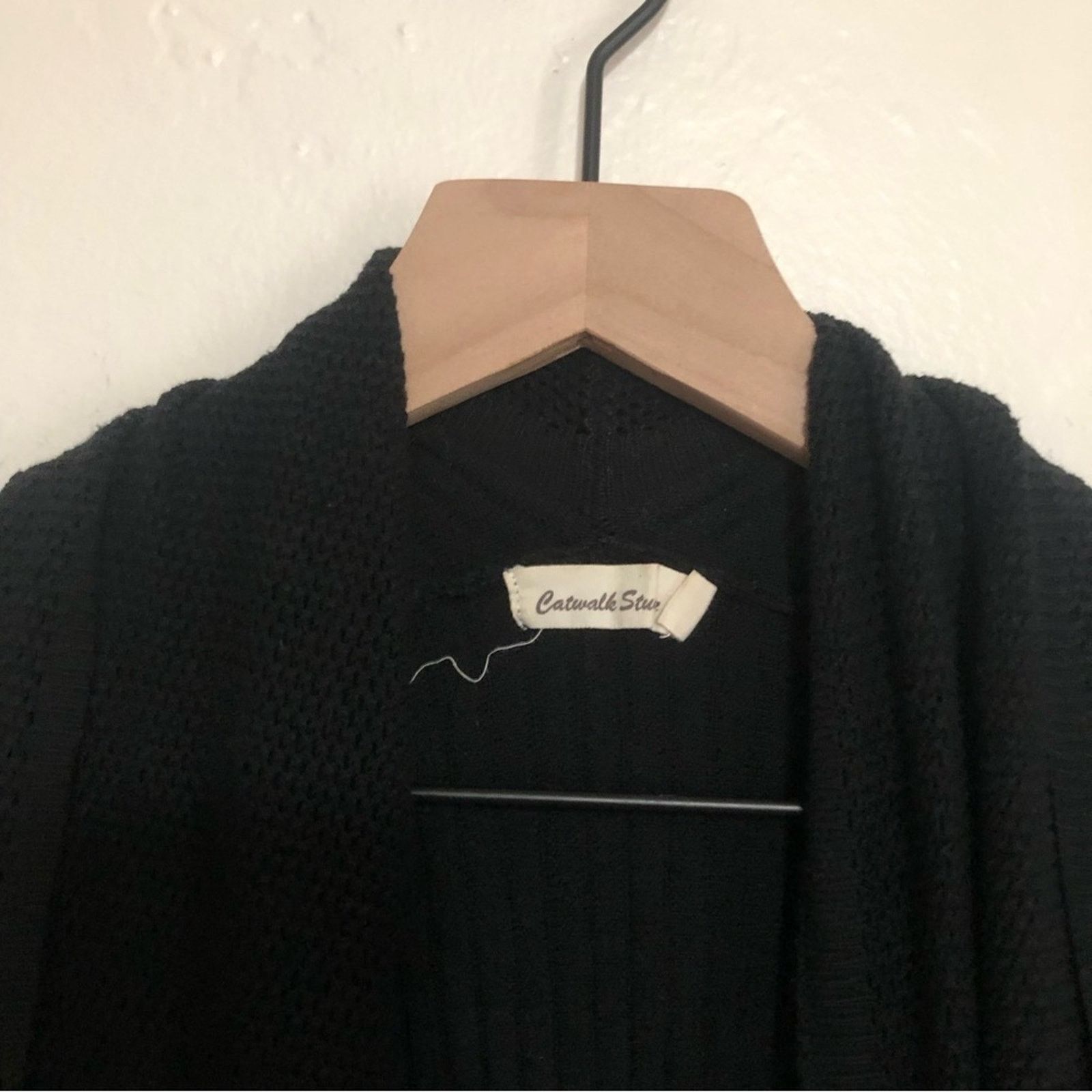 Other Catwalk Studio Knit Black Draped Open Cardigan Sweater Size S / US 4 / IT 40 - 3 Thumbnail