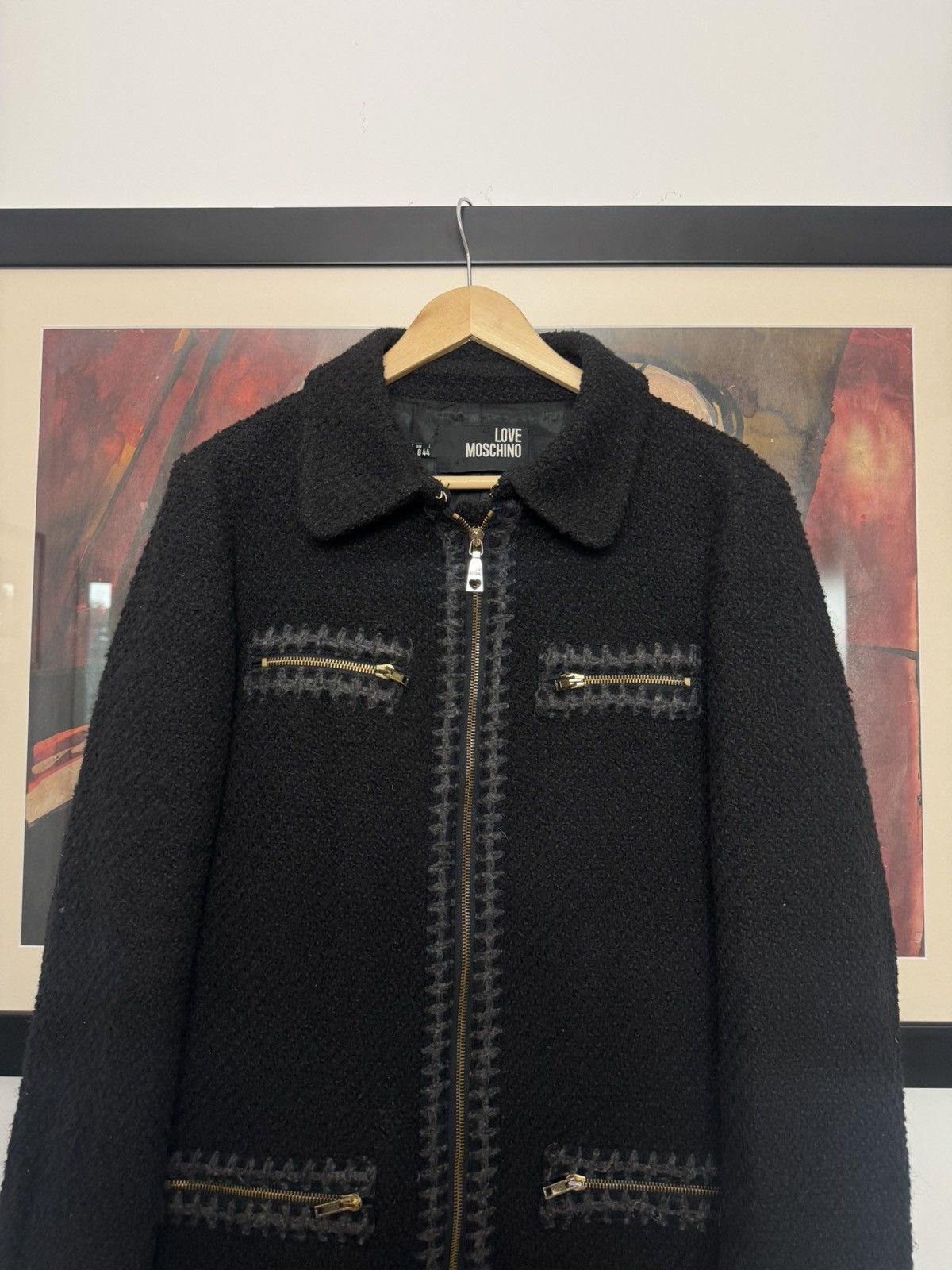 Moschino LOVE MOSCHINO Coat Jacket Wool Black Luxury Women Size M / US 6-8 / IT 42-44 - 2 Thumbnail