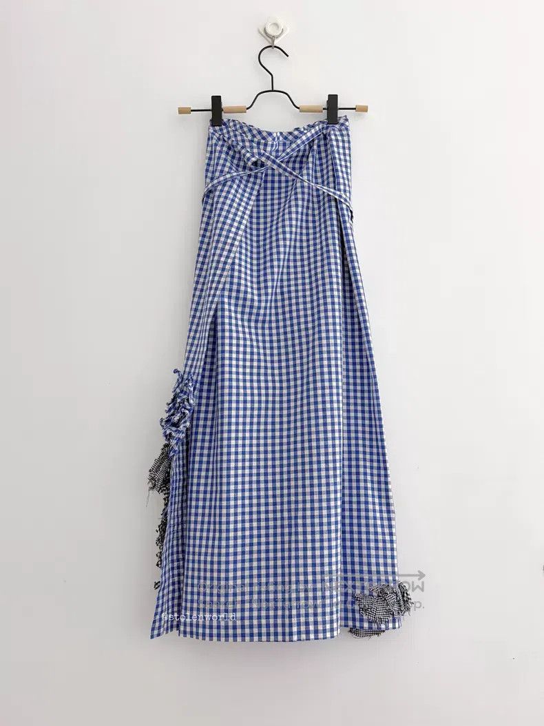 Comme des Garcons Comme Des Garcons size F Blue and White Plaid Flower Folded Size 22" - 2 Thumbnail