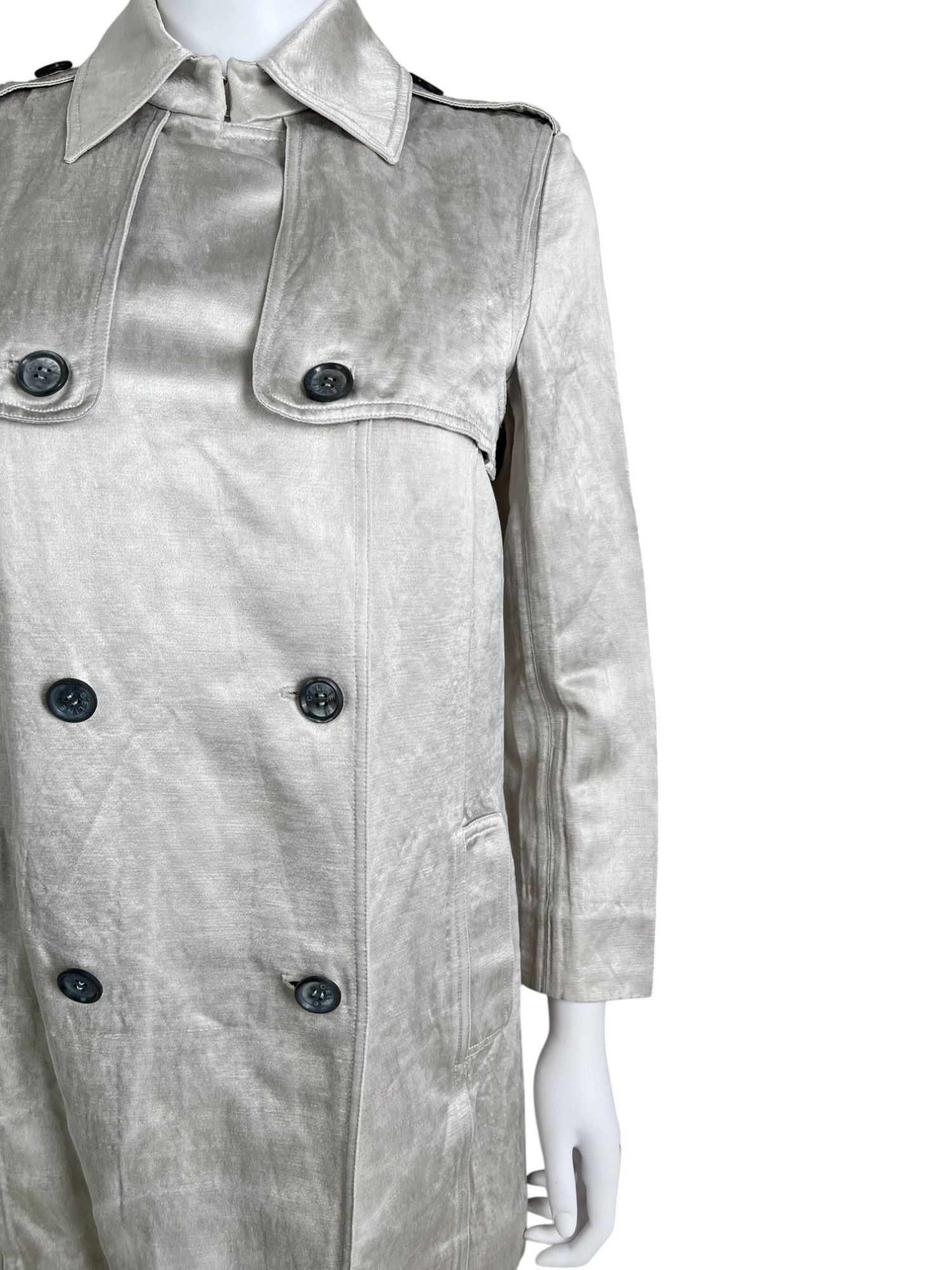 Celine by Michael Kors Double Breasted Silver Military Coat Size M / US 6-8 / IT 42-44 - 5 Thumbnail