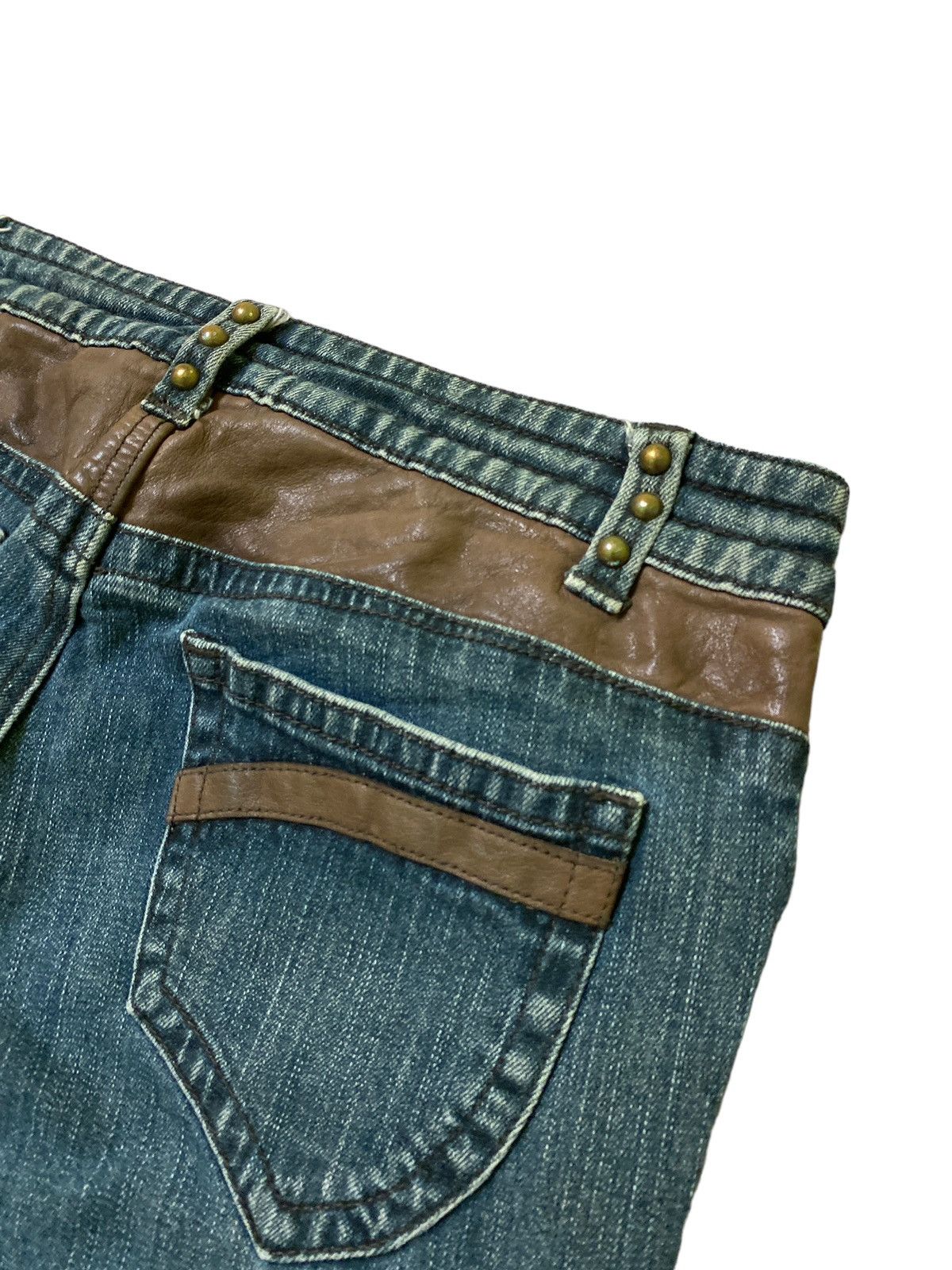 Harley Davidson Flared HARLEY DAVIDSON Leather Boot Cut Denim Jeans Size US 29 - 18 Thumbnail
