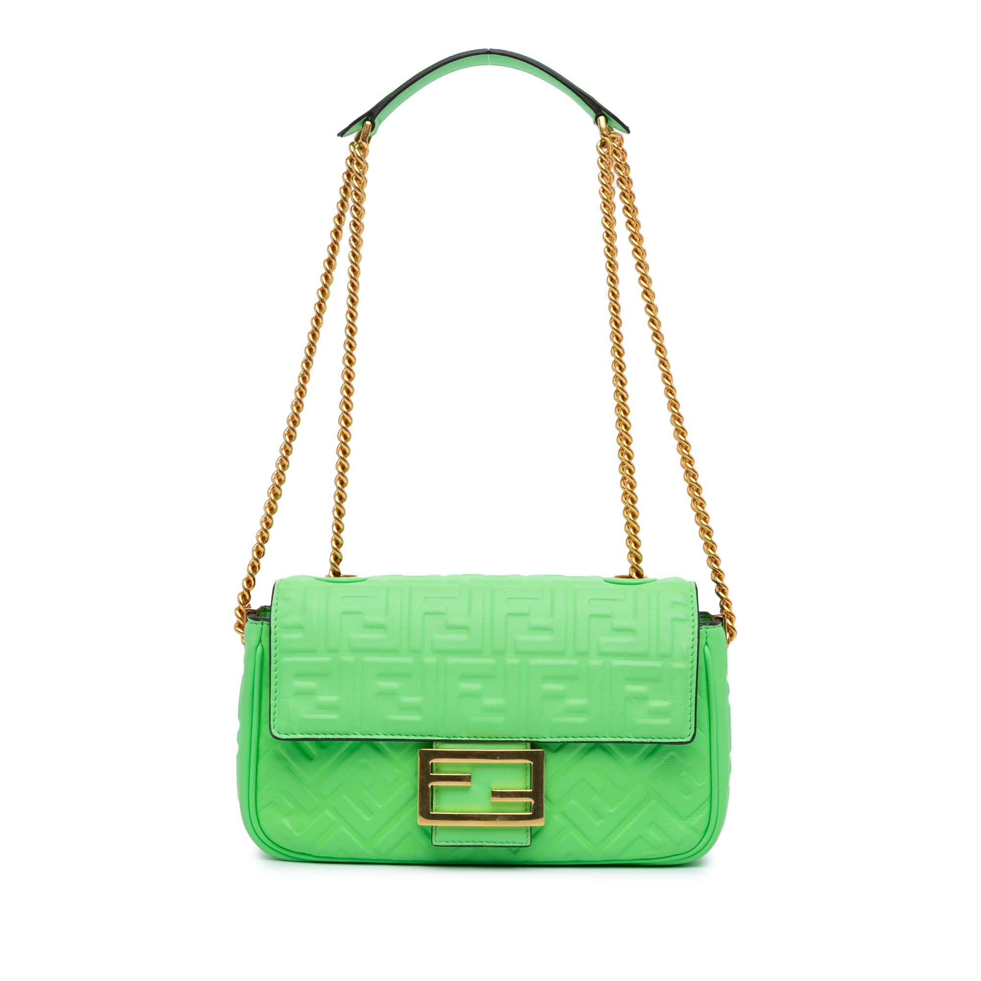 Zucca Embossed Leather Chain Midi Baguette