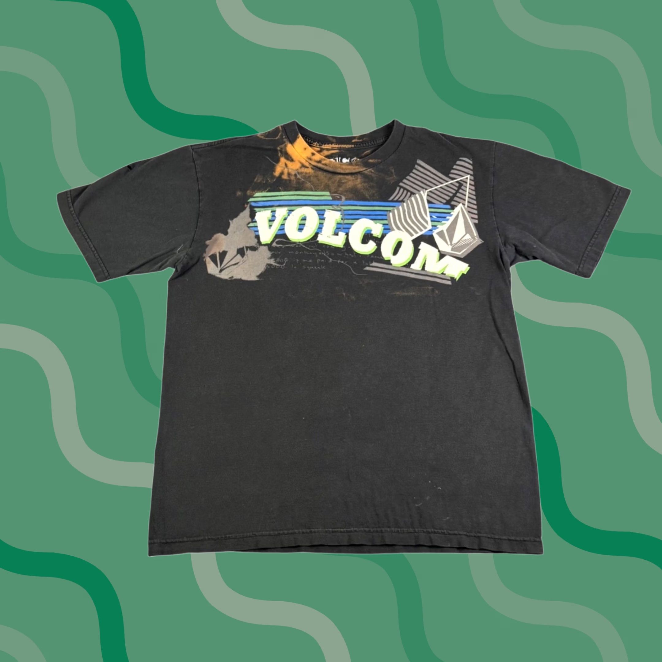 Volcom VINTAGE Volcom Graphic T-Shirt Mens Large Black Bleach Dye Distressed Skate Tee Size US L / EU 52-54 / 3 - 1 Thumbnail