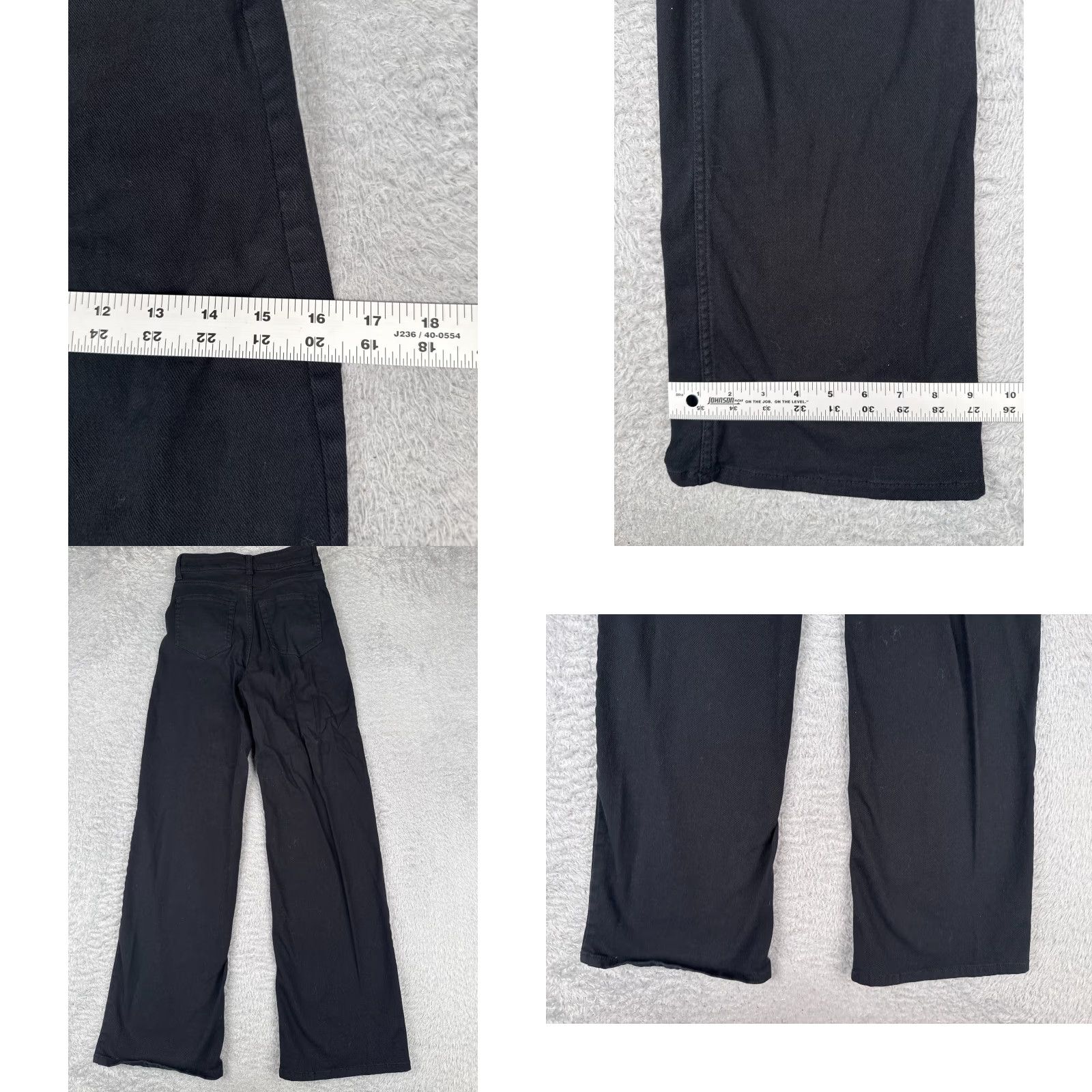 Vintage Divided Jeans Womens 2 Black Denim Wide Leg High Rise Cotton Blend Zip Fly 24x30 Size 26" / US 2 / IT 38 - 9 Thumbnail