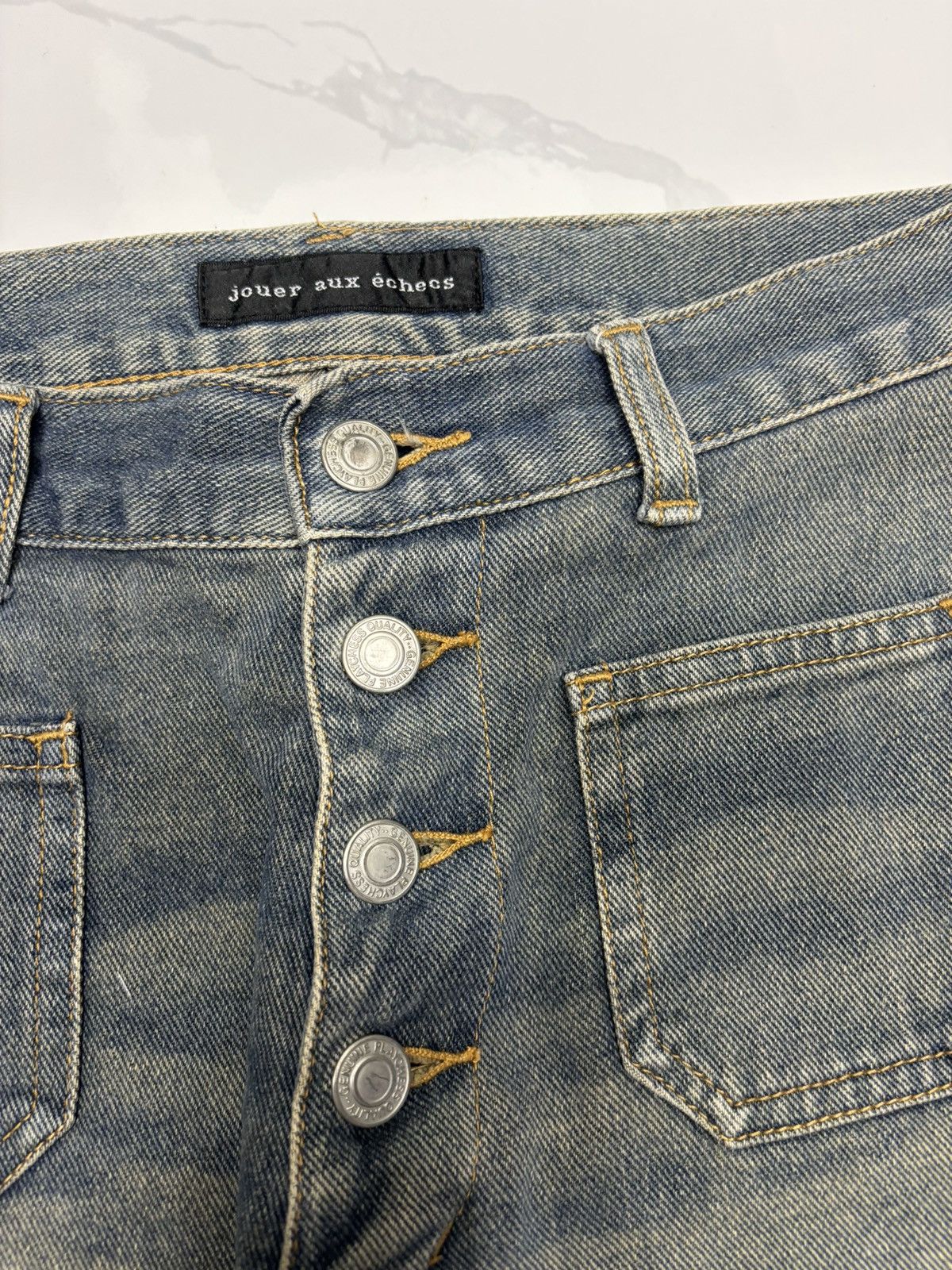 Hysteric Glamour × Japanese Brand SUPER FLARE JOUER AUX ECHECS FADED DISTRESS BUSH JEANS Size US 28 / EU 44 - 9 Thumbnail