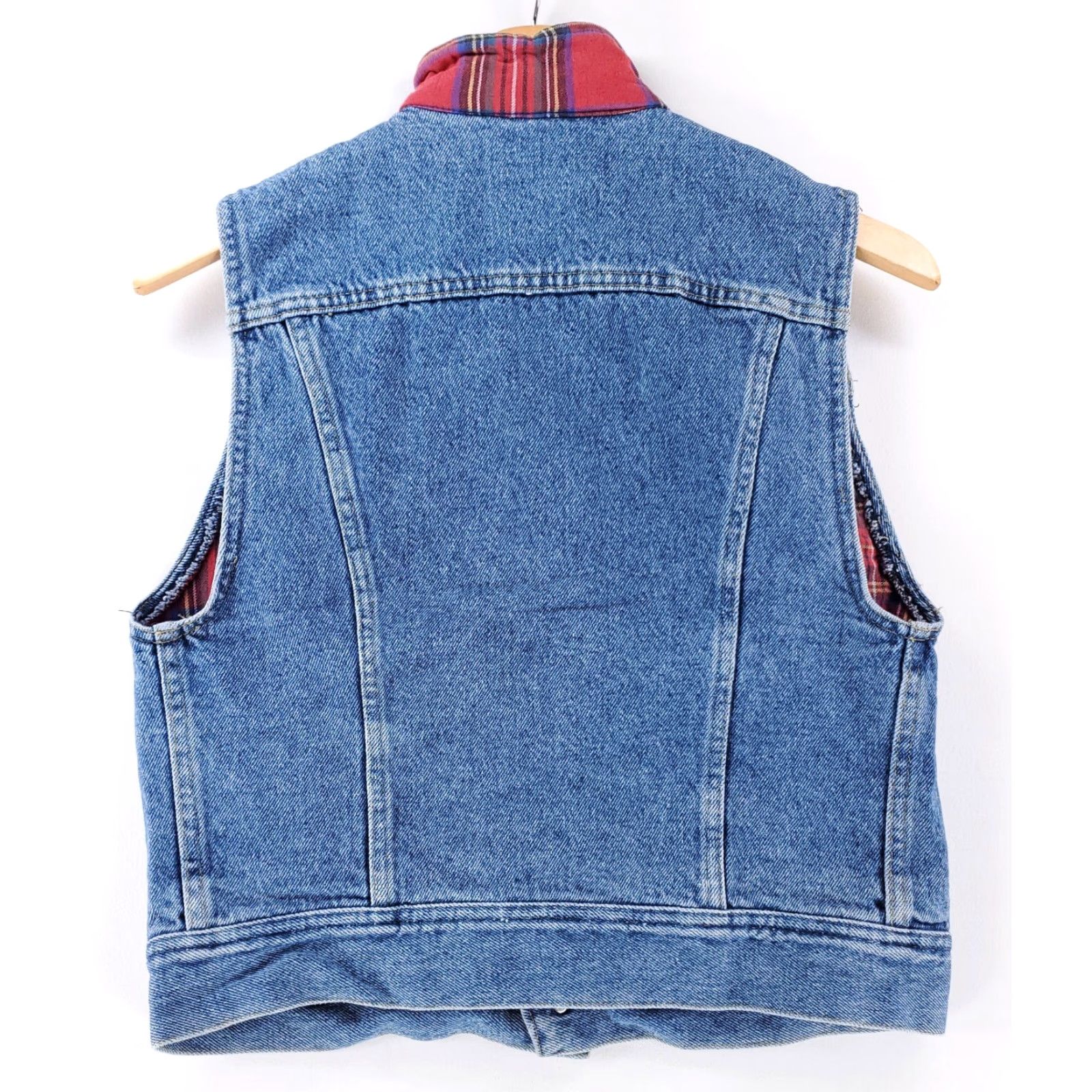 Lee VINTAGE Lee Vest Denim Blue 80s 90s Tartan Lined Womens M Made in USA Size M / US 6-8 / IT 42-44 - 4 Thumbnail