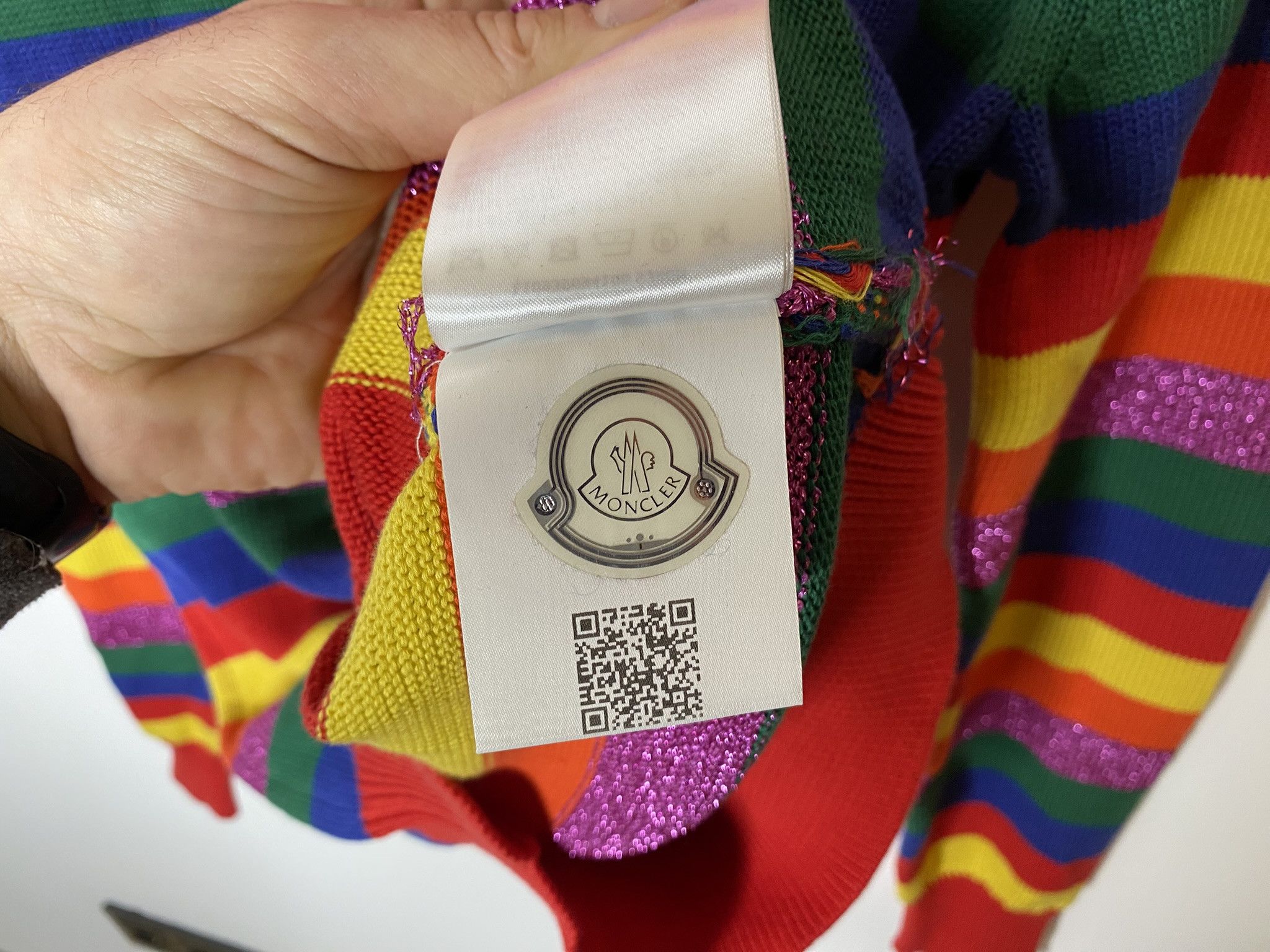 Moncler MONCLER STRIPED KNIT SWEATER MULTICOLOUR COTTON CREWNECK Size L / US 10 / IT 46 - 6 Thumbnail