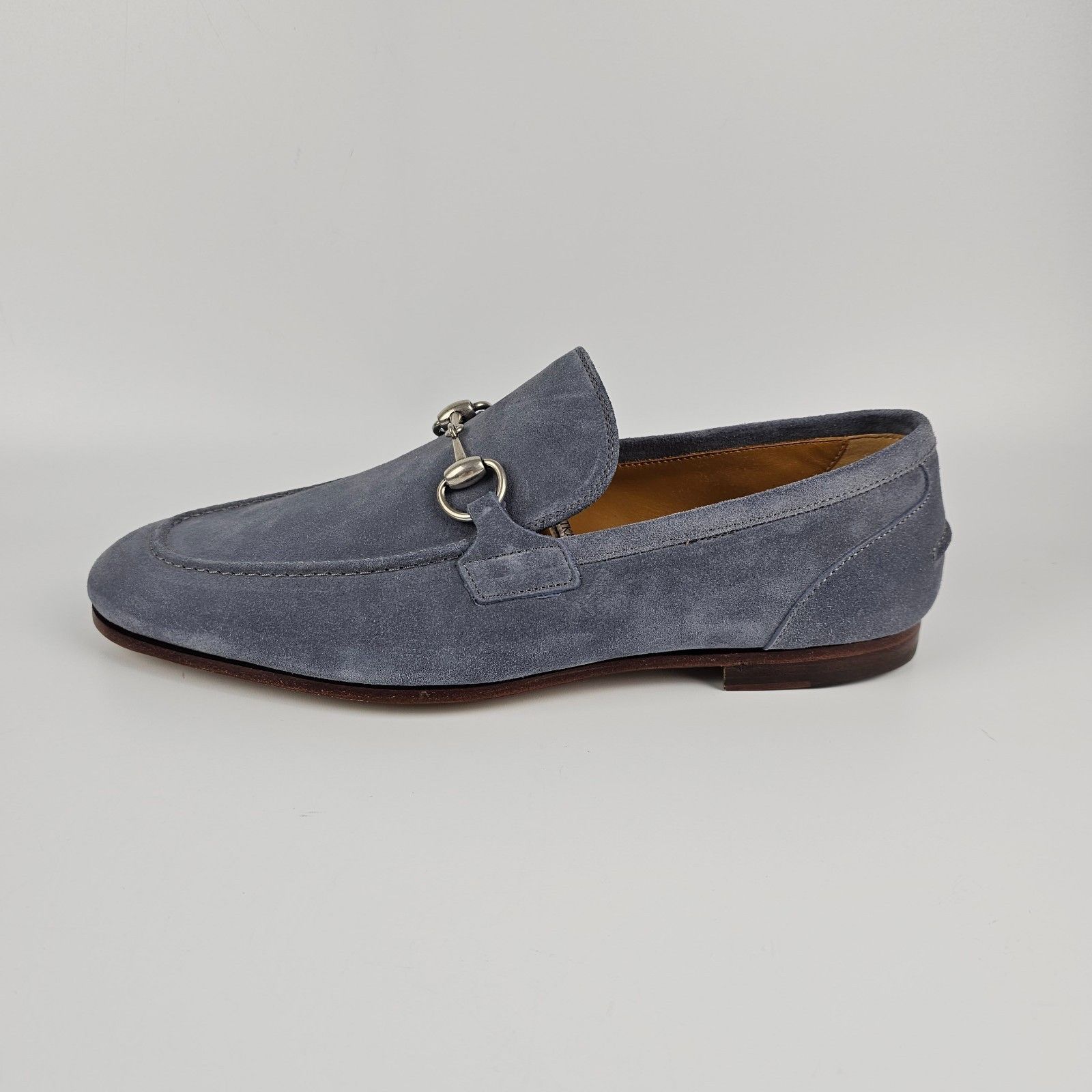 GUCCI Jordaan $1050 Men's Dark Gray Suede Horsebit Loafers N