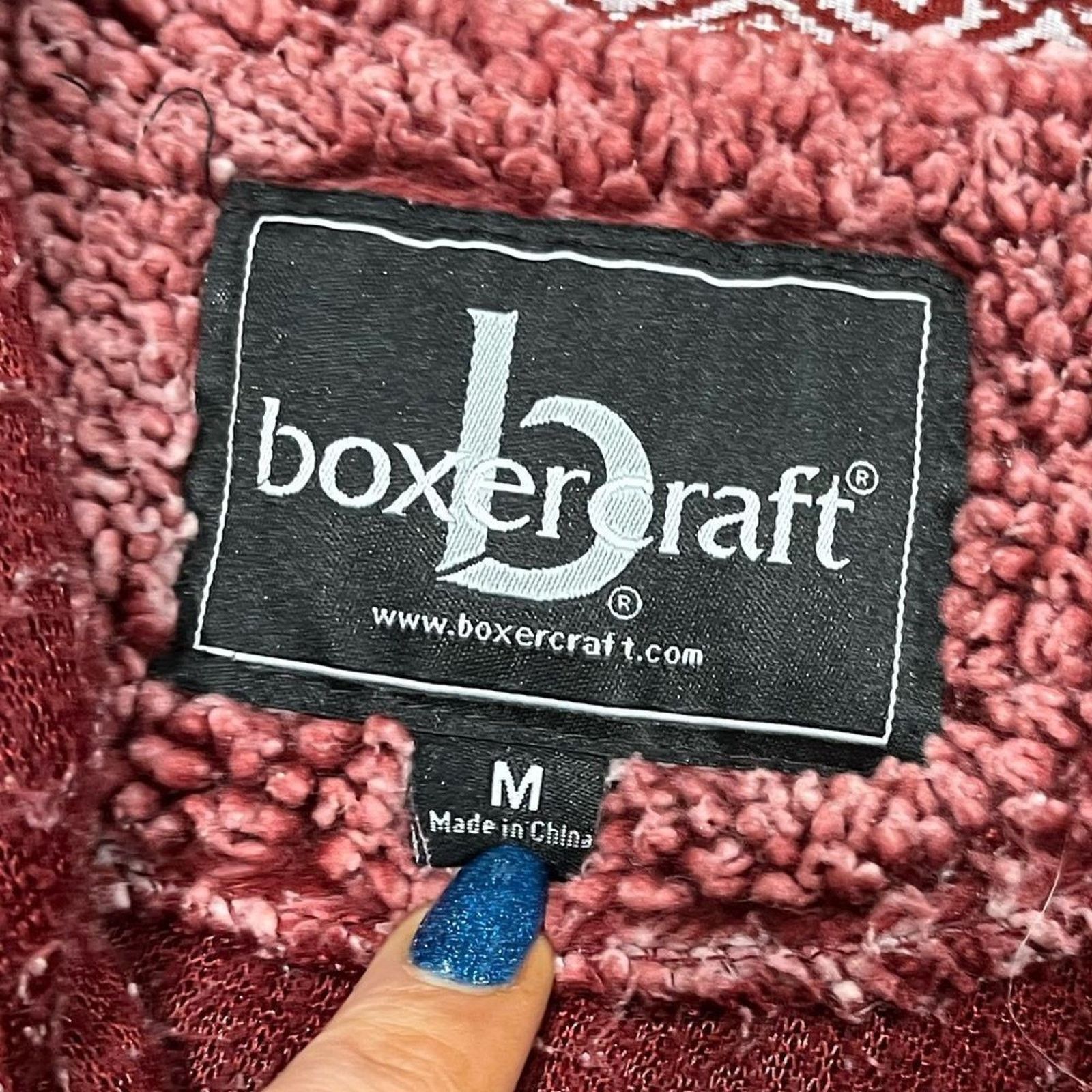 Vintage Boxercraft Jacket Sherpa Quarter Zip Fleece Pullover Red M Size M / US 6-8 / IT 42-44 - 2 Thumbnail