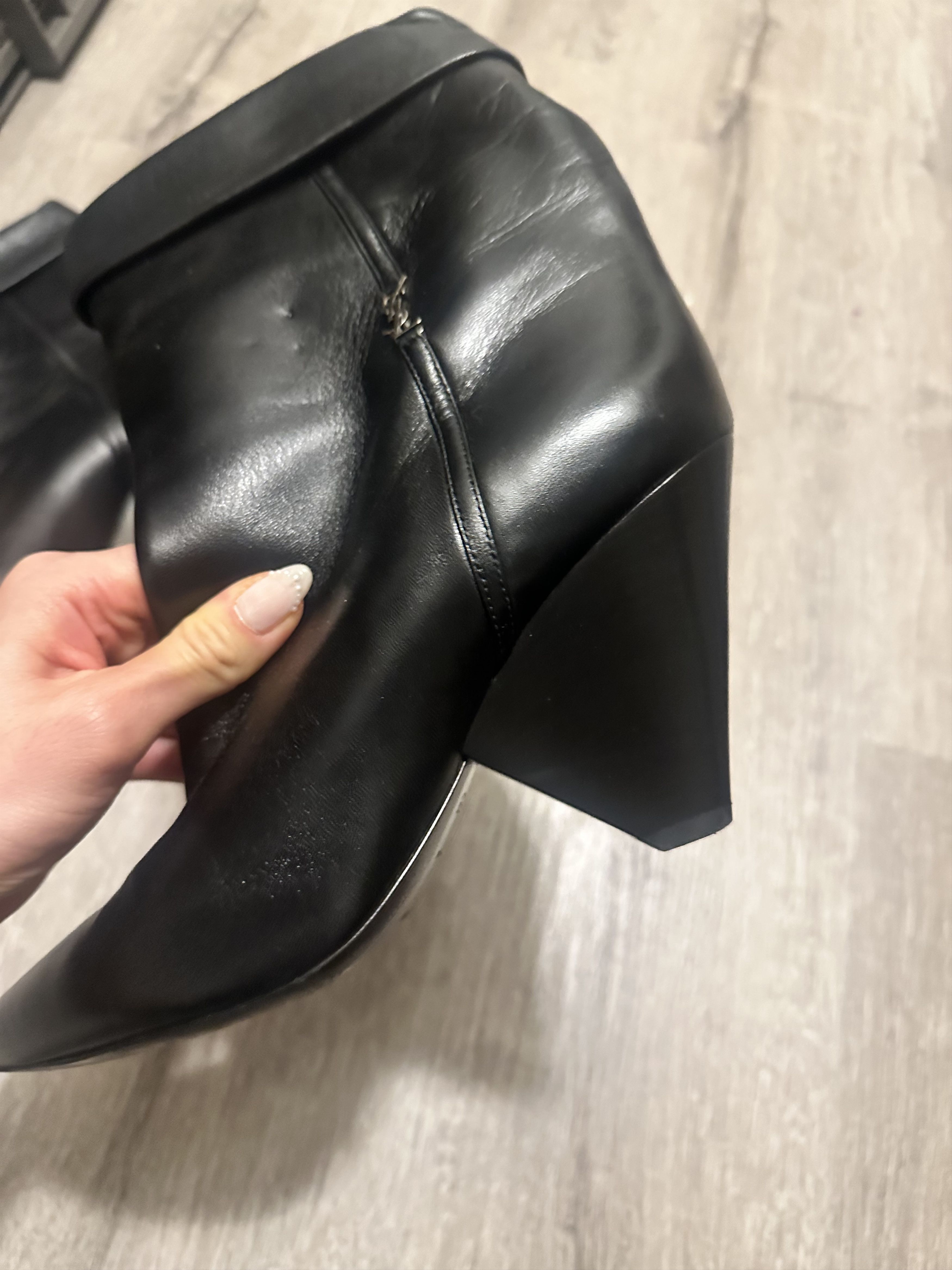 Yves Saint Laurent SAINT LAURENT Niki Booties Black Heeled Calfskin Leather Size US 8 / IT 38 - 7 Thumbnail