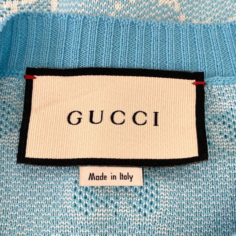 Gucci Gucci Blue logo jacquard full-printed wool long-sleeved kni Size US XS / EU 42 / 0 - 6 Thumbnail