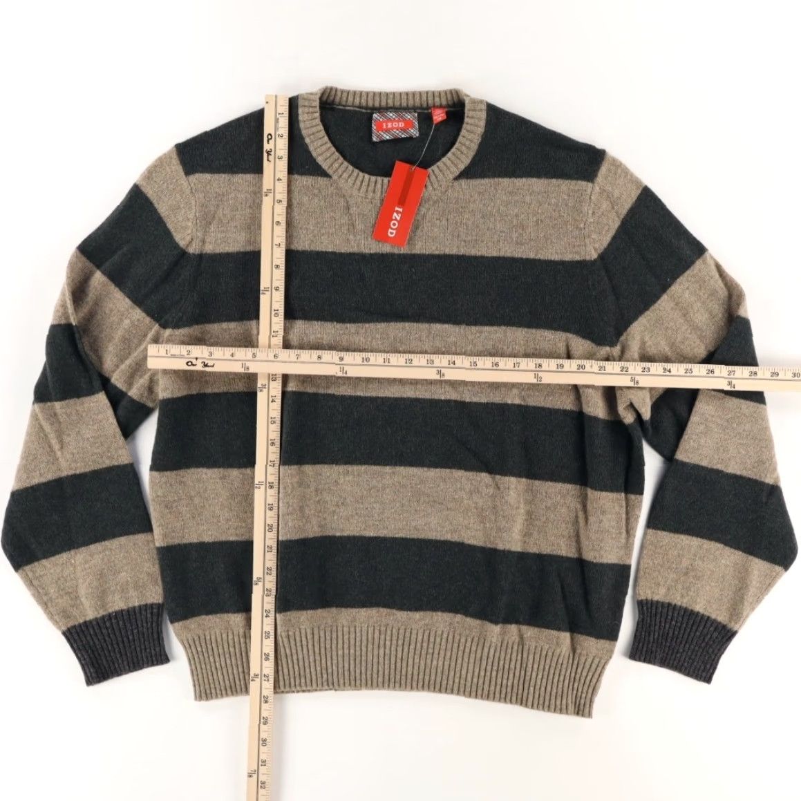 Izod Izod Wool Blend Crewneck Striped Long Sleeve Sweater Green Men's 2XL Shirt Size US XXL / EU 58 / 5 - 3 Thumbnail
