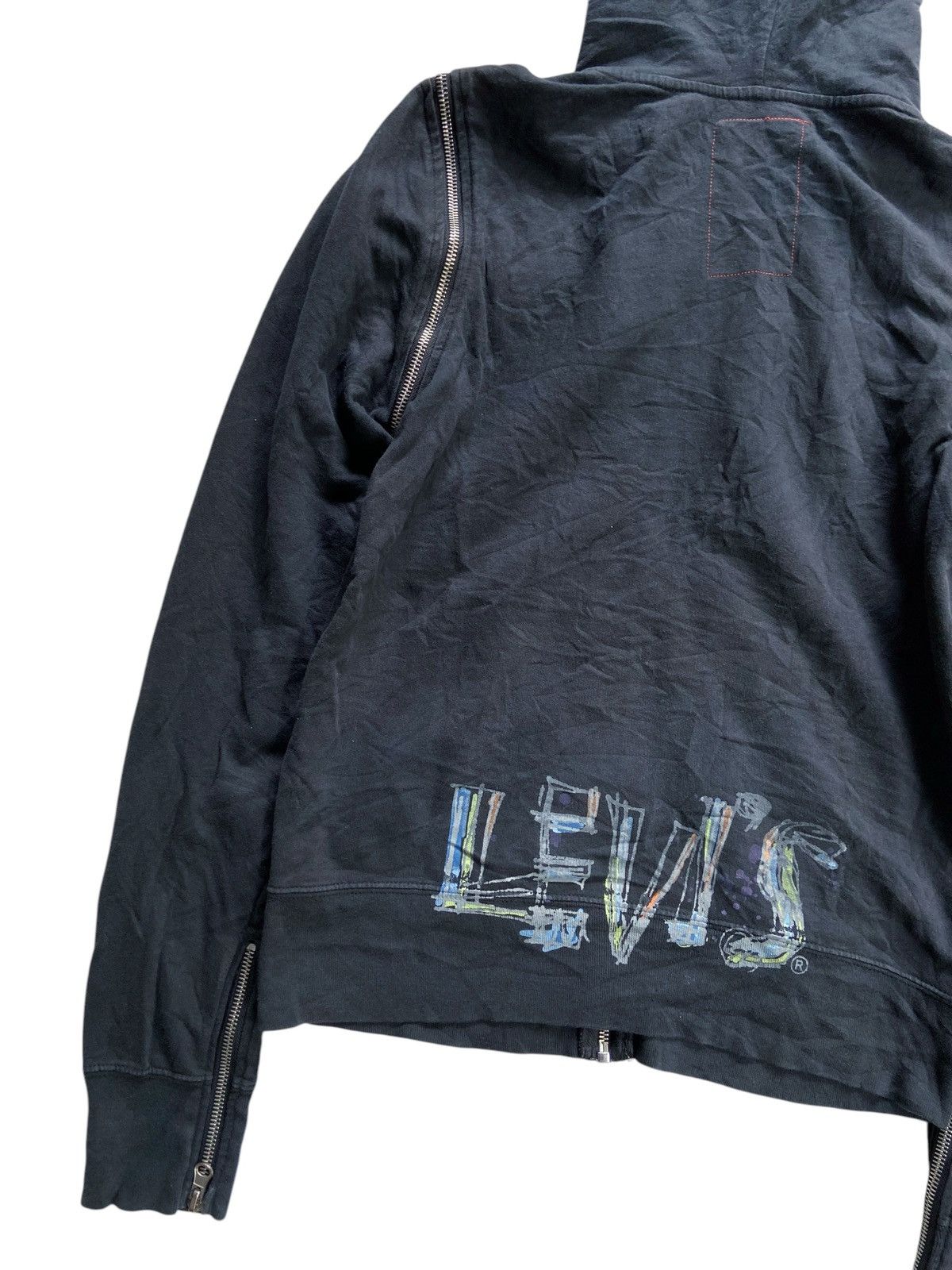 Japanese Brand LEVI'S MULTI ZIPPER PUNK SUN FADED STYLE ZIP HOOODIE Size US S / EU 44-46 / 1 - 17 Thumbnail