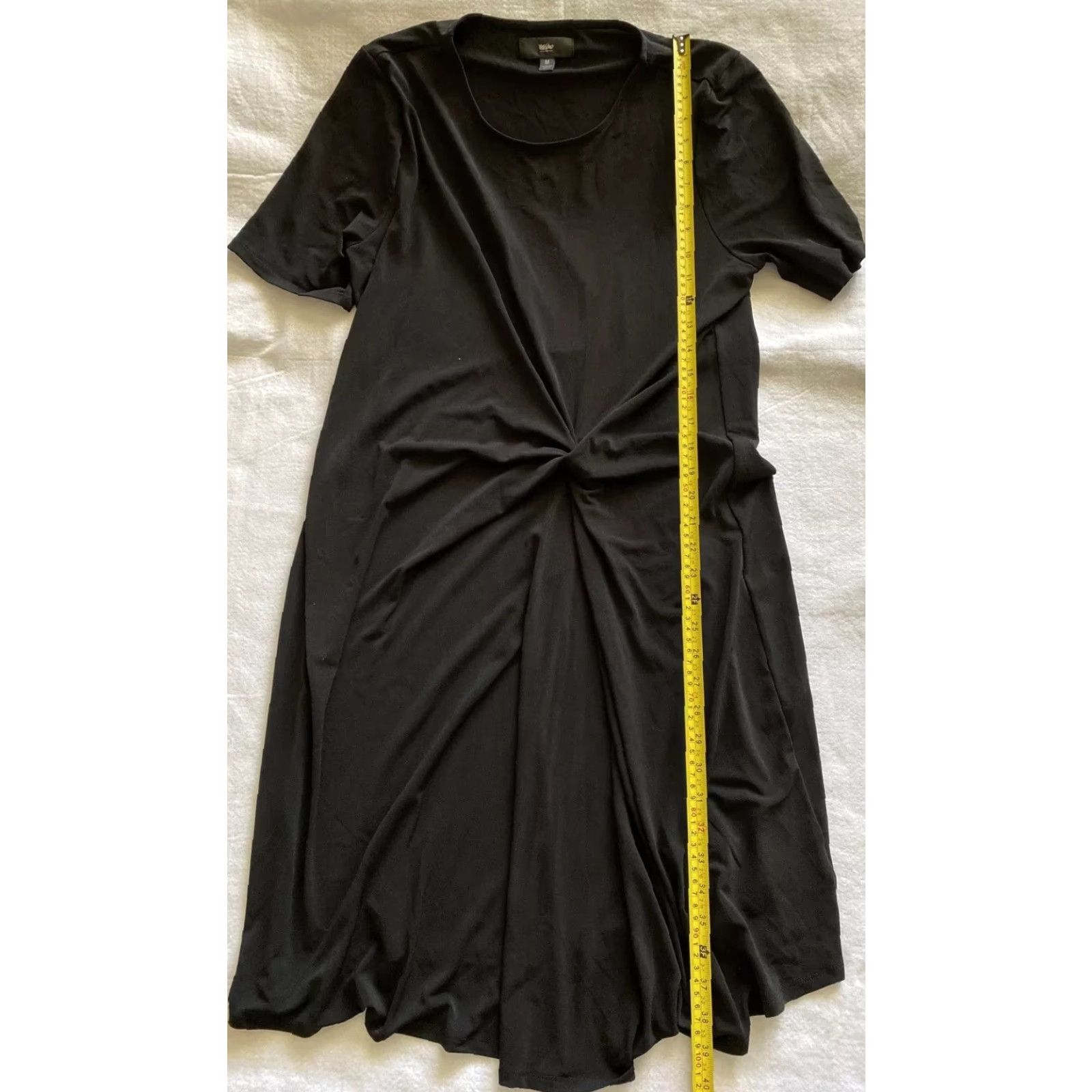 Mossimo Mossimo Dress Women’s M Black Mermaid Midi Crew Neck Short Sleeve Pullover Rayon - Regular Size M / US 6-8 / IT 42-44 - 5 Thumbnail