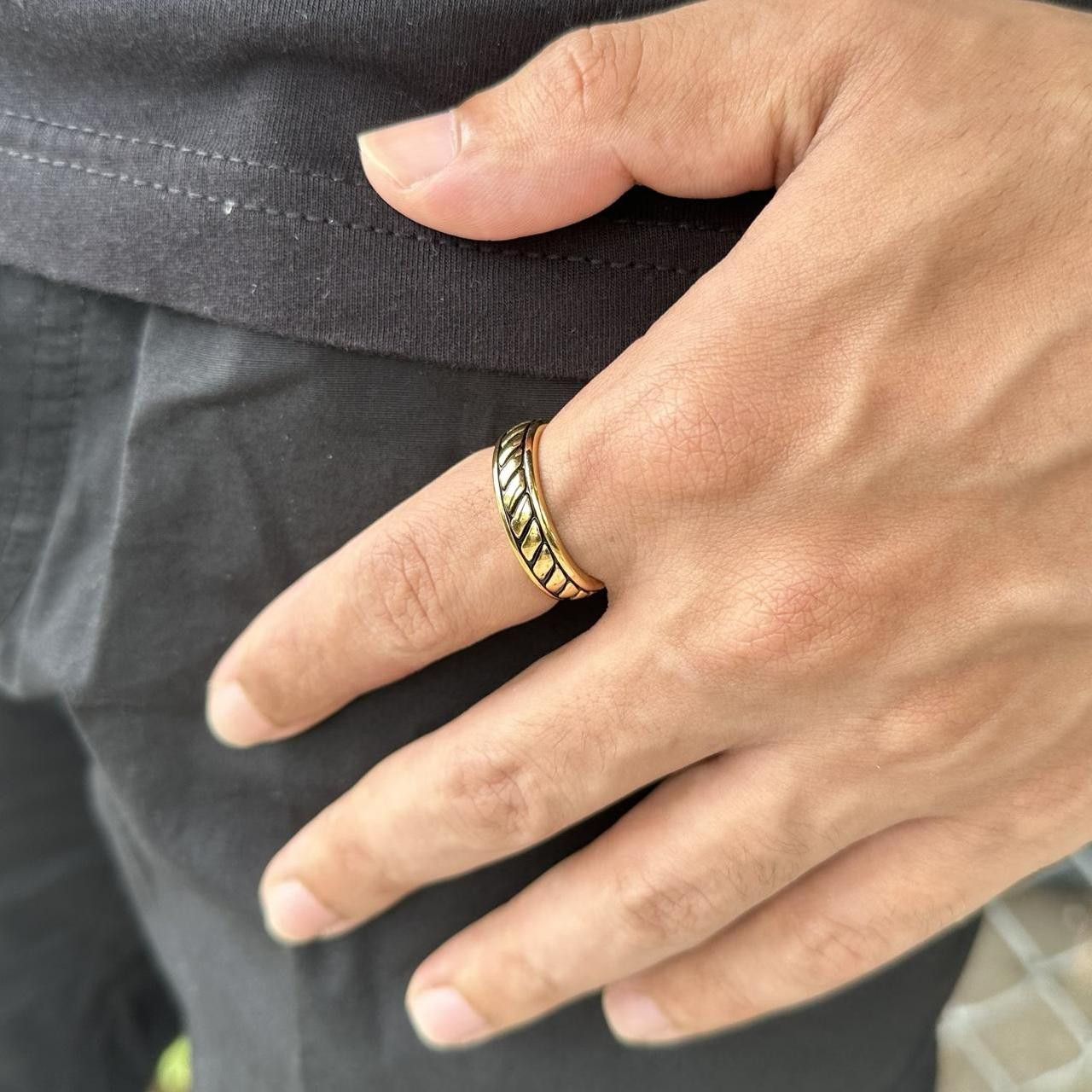 Jewelry Gold Rings Set - Rope Band, Wreath Signet, Oval Signet Size ONE SIZE - 4 Thumbnail