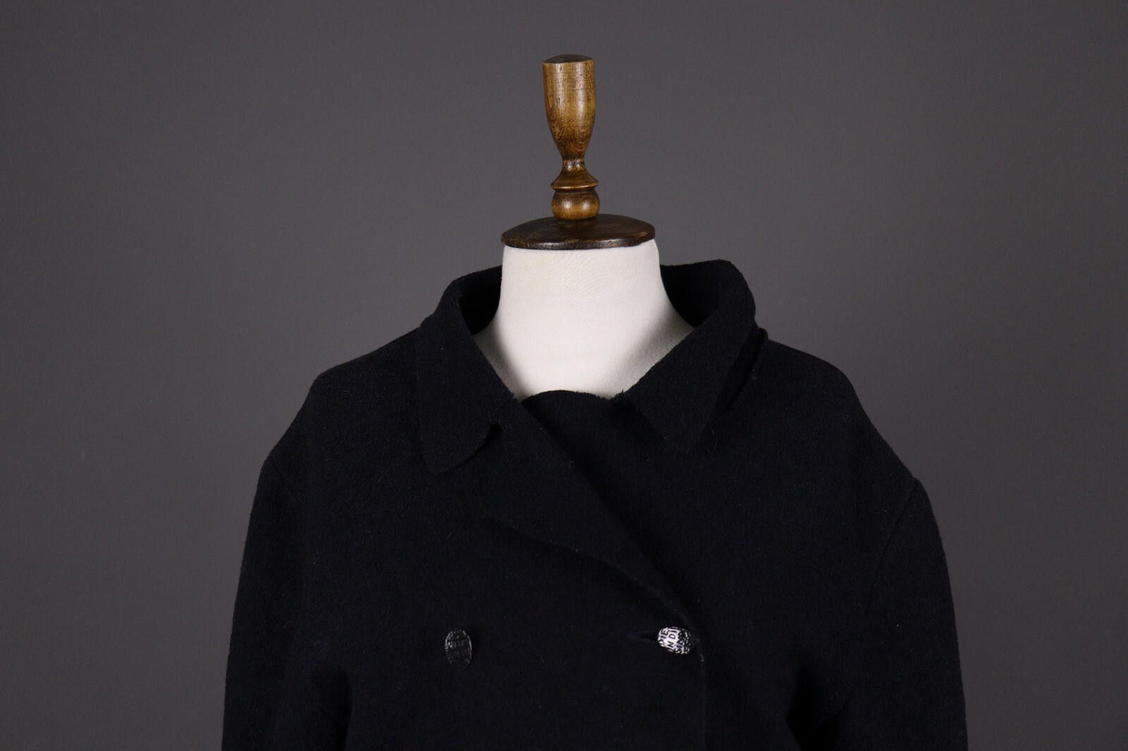 Designer Indies France Wool Black Boiled Wool Coat Jacket Size 2 Size XS / US 0-2 / IT 36-38 - 2 Thumbnail