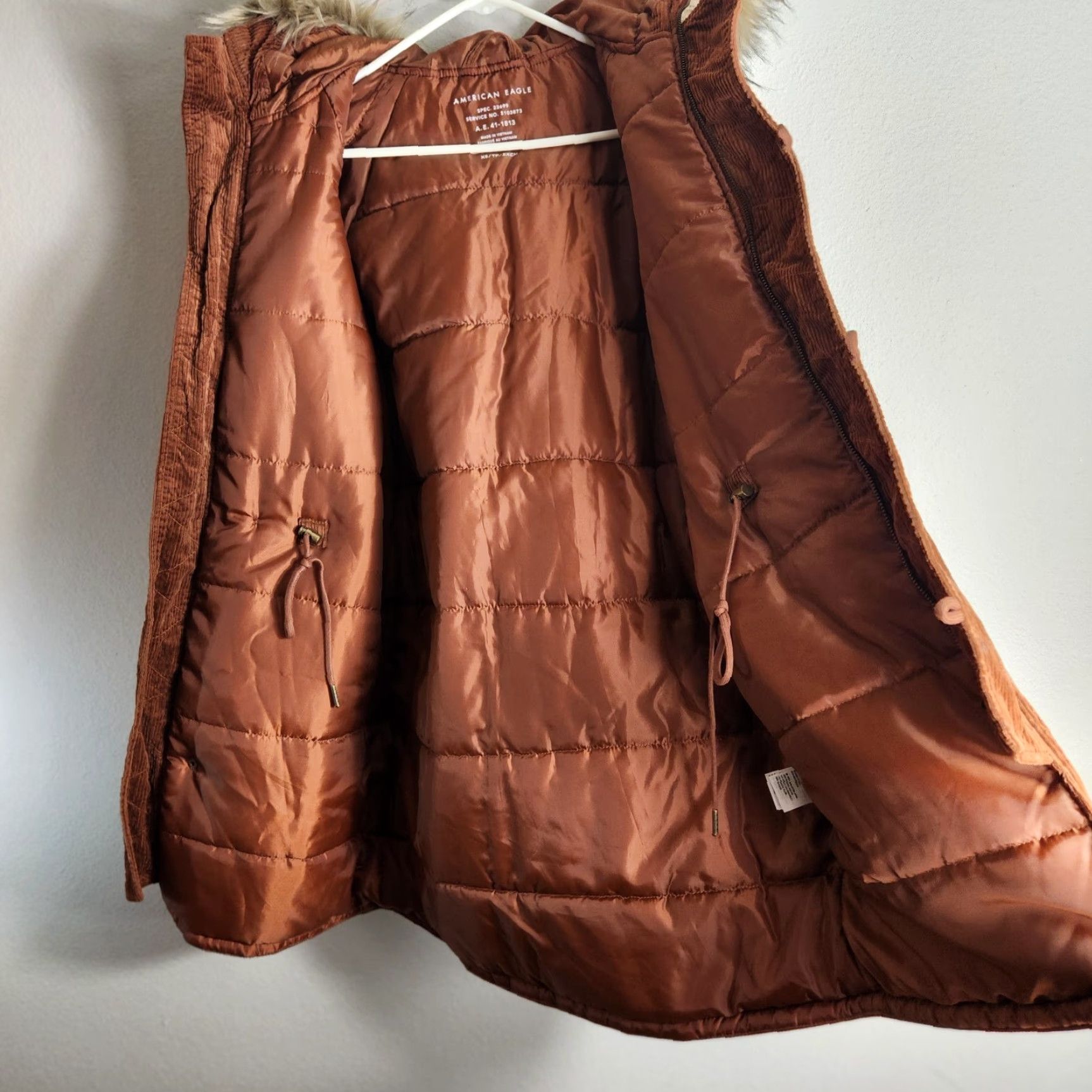 American Eagle Outfitters American Eagle Womens |XS| Rust Orange Corduroy Hooded Parka Jacket Coat Size XS / US 0-2 / IT 36-38 - 6 Thumbnail