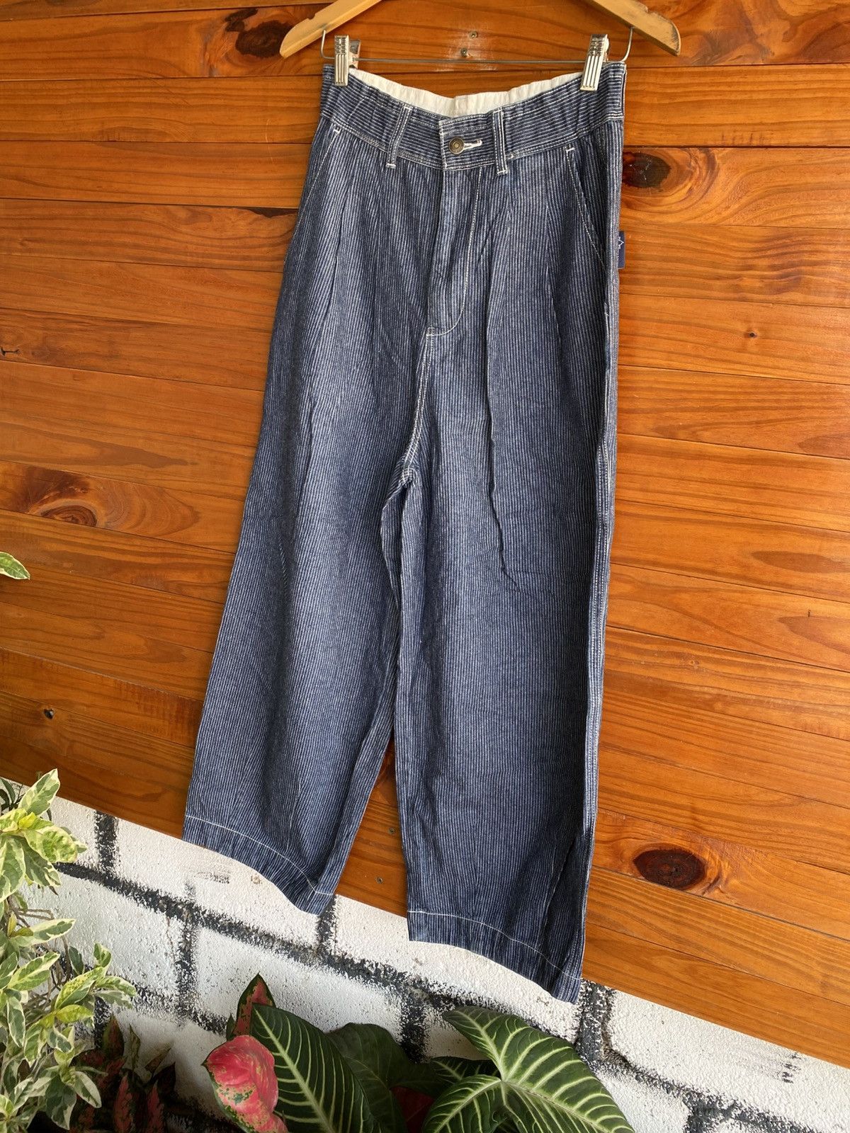 Japanese Brand LOGOS DAYS Hickory Stripe Denim Pants Wide Leg Jeans Size US 28 / EU 44 - 5 Thumbnail