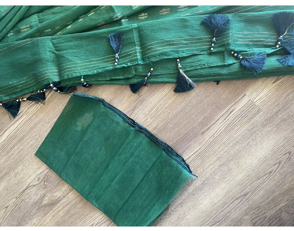 Other Indian Bollywood Saree Jamdani Dhakai 2pc Green saree Size ONE SIZE - 10 Thumbnail