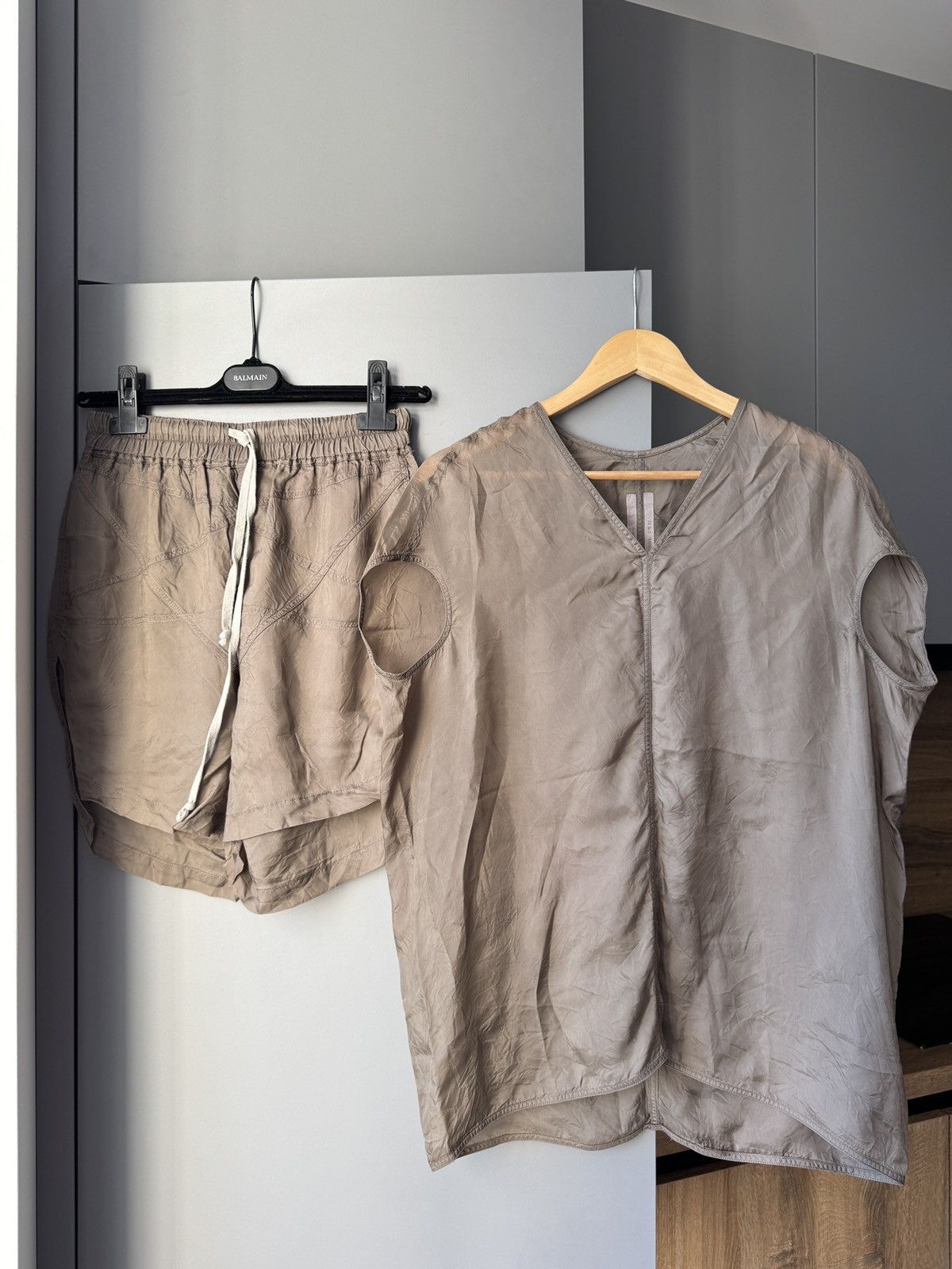 Rick Owens SS22 Fogachine Cupro Dust Set Top & Shorts