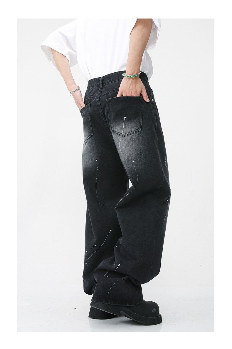Japanese Brand Japanese retro loose straight spray-painted jeans Size US 34 / EU 50 - 4 Thumbnail