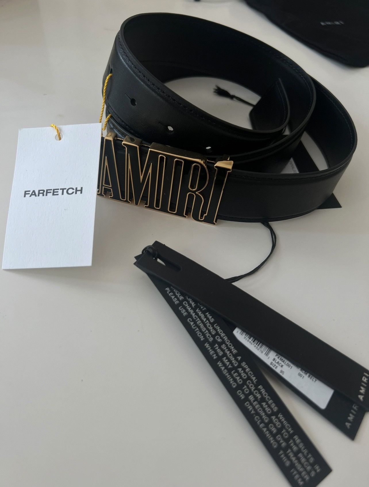 Amiri Amiri Core Logo belt black nappa leather size 95 Black Gold Size 38 - 3 Thumbnail