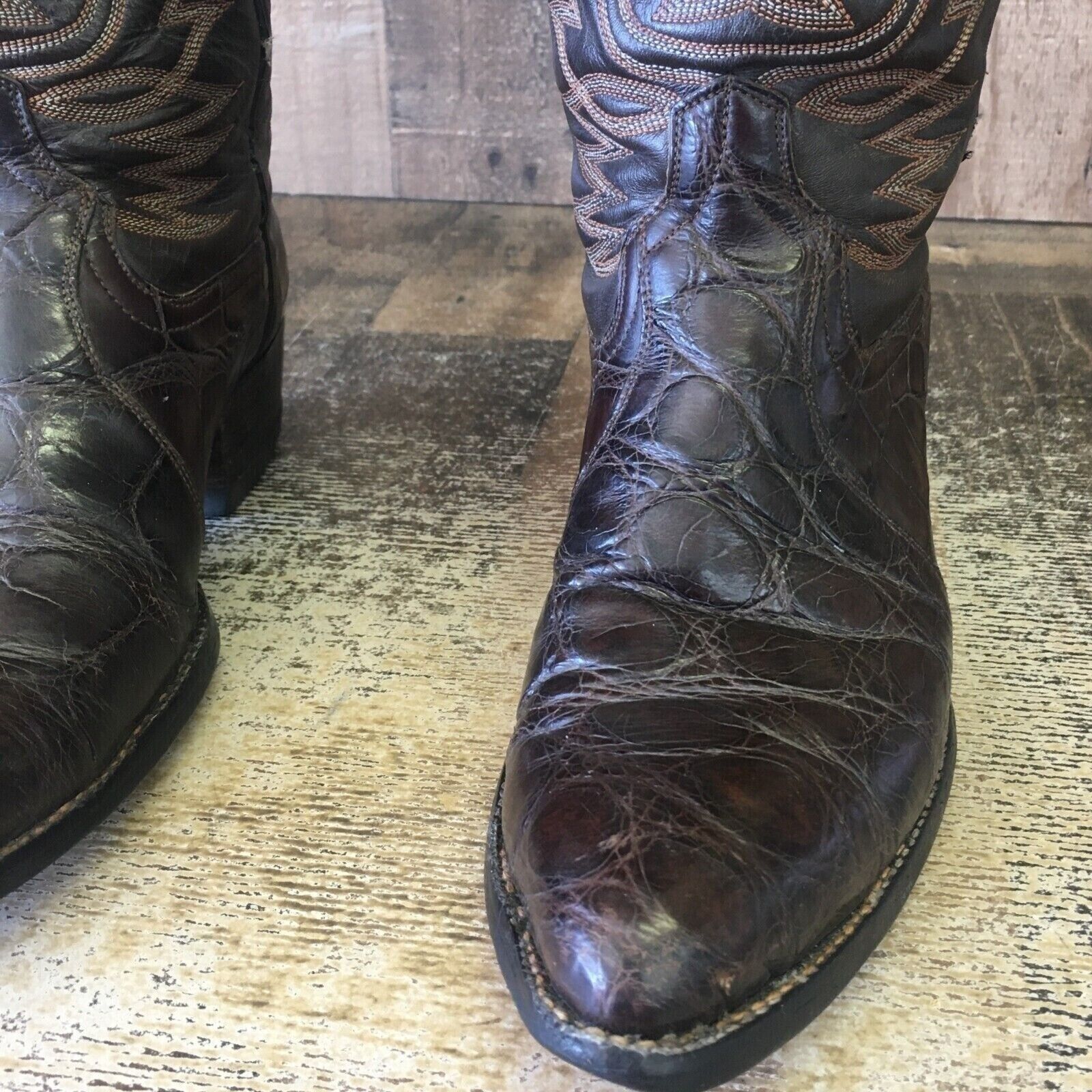 Vintage Cowtown Vintage Alligator Brown Cowboy Boots Mens 7.5 D Size US 7.5 / EU 40-41 - 9 Thumbnail