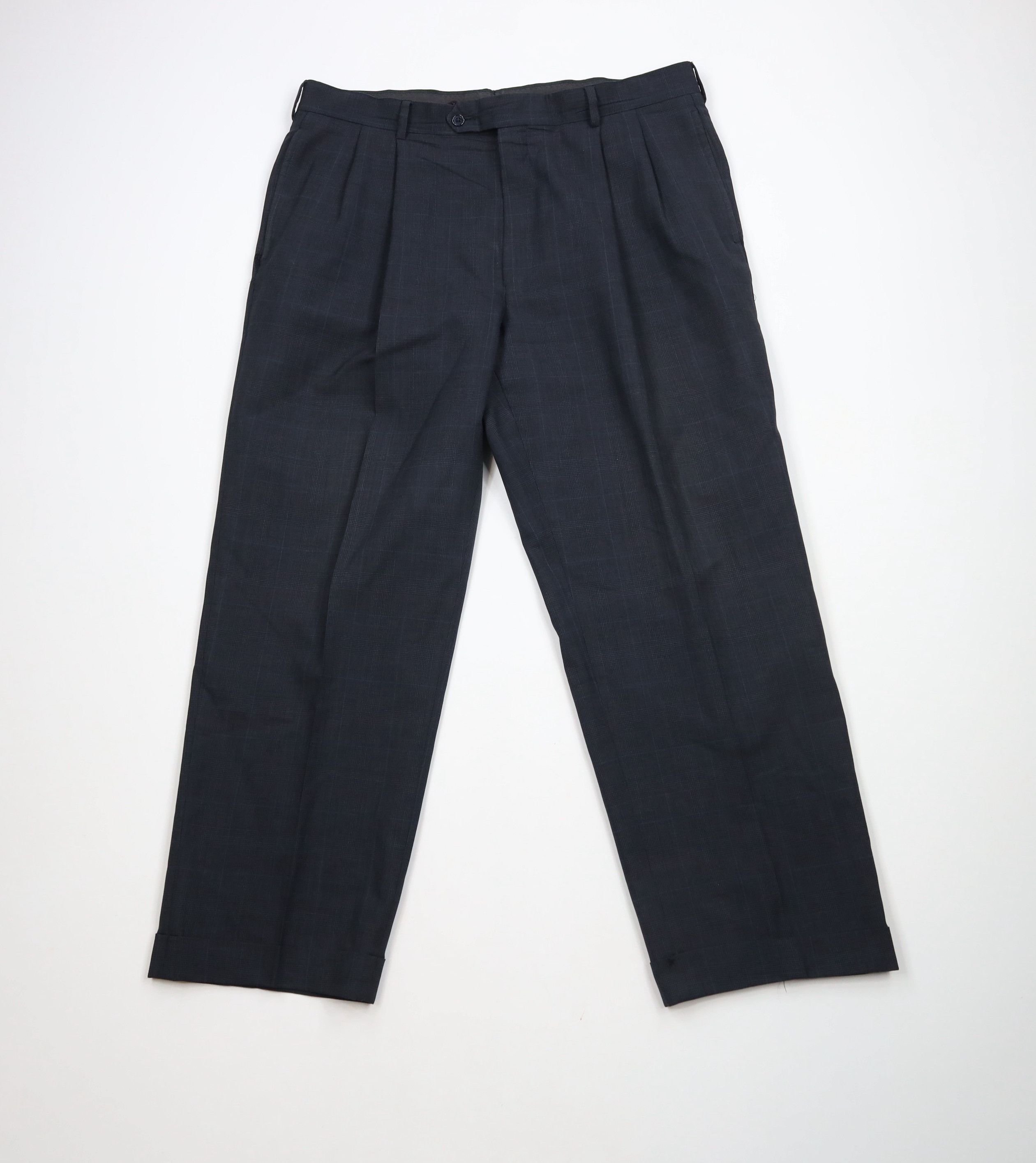 Jos. A. Bank × Vintage Vintage 90s Jos A Bank Wool Wide Leg Chino Pants Plaid Size US 36 / EU 52 - 1 Thumbnail